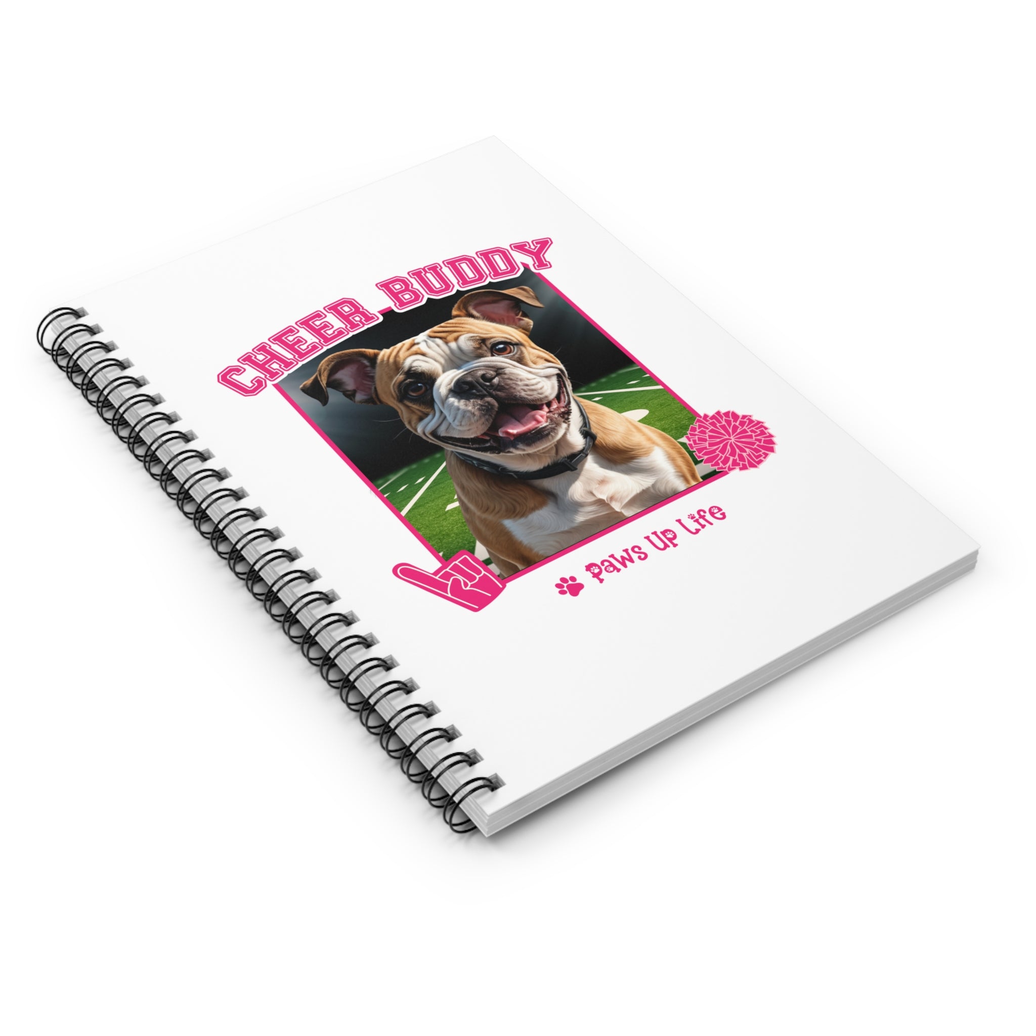 Bulldog Football Cheer Buddy Cheerleading Dog Spiral Notebook for Office and Home - Ruled Line | Paws Up Life, LLC