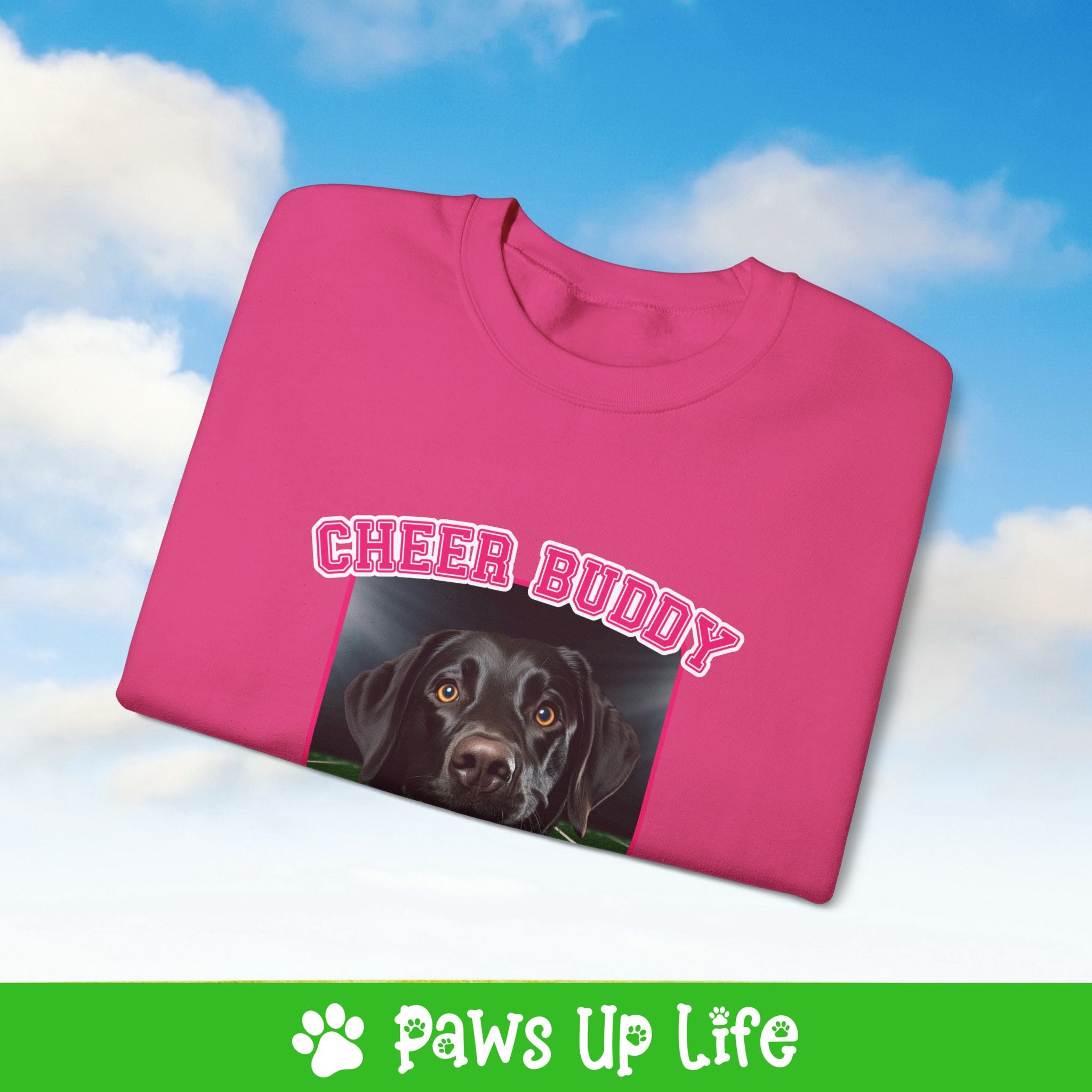 Labradore Retriever Black Lab Football Cheer Buddy Cheerleading Dog Crewneck Sweatshirt, Unisex Gift for Animal Lovers, Dog Mom Dad Sweatshirt, Cute Dog Lover Apparel, Fun Pet | Paws Up Life, LLC