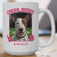 Bull Terrier Football Cheer Buddy Cheerleading Dog 15oz Large Coffee Mug Ceramic Drinkware Tea Washable | Paws Up Life, LLC