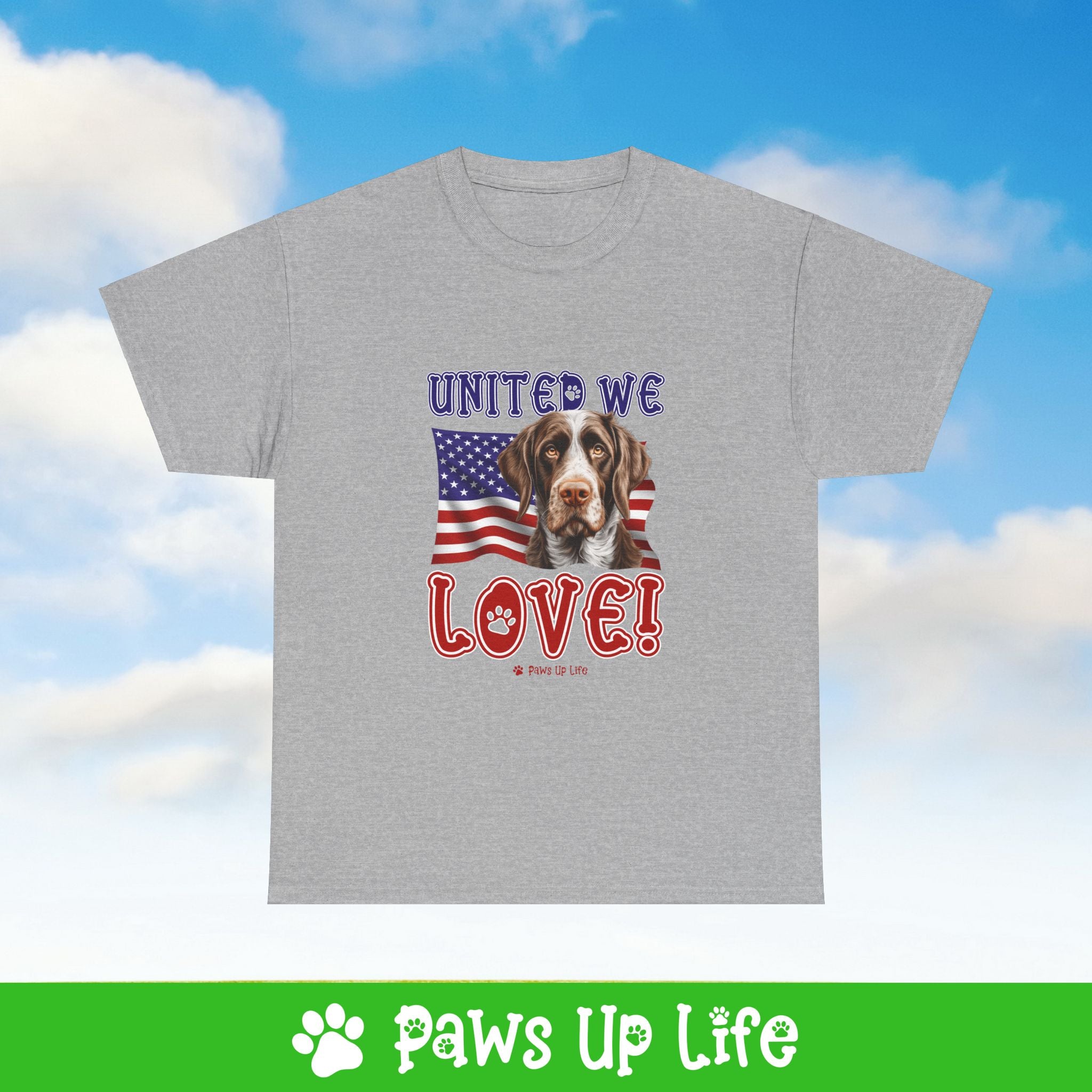 German Wirehaired Pointer Dog United We Love Dog Tee, Shirt, Unisex Pet Lover Gift, Dog Mom Dad Tshirt, Animal Rescue Advocate, Cute Puppy Graphic Top Classic Collar | Paws Up Life, LLC