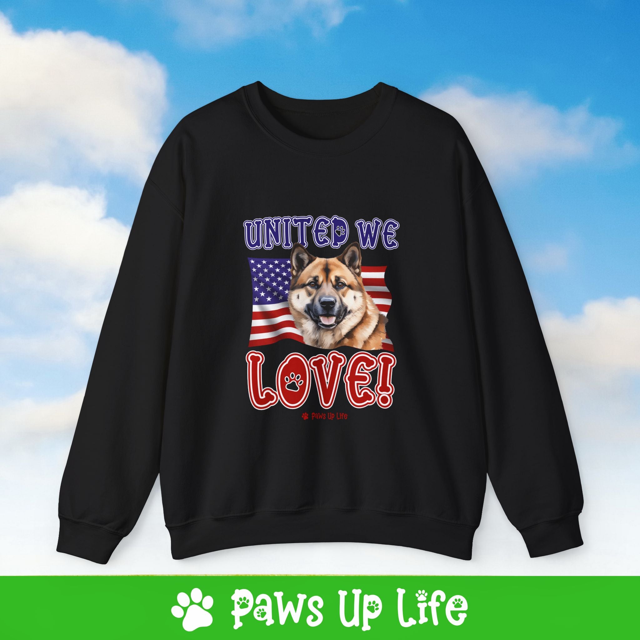 Akita Dog United We Love Dog Crewneck Sweatshirt, Unisex Gift for Animal Lovers, Dog Mom Dad Sweatshirt, Cute Dog Lover Apparel, Fun Pet