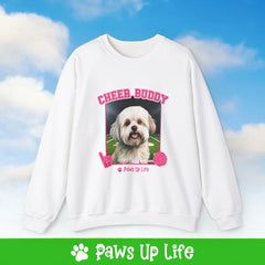 Maltese Football Cheer Buddy Cheerleading Dog Crewneck Sweatshirt, Unisex Gift for Animal Lovers, Dog Mom Dad Sweatshirt, Cute Dog Lover Apparel, Fun Pet | Paws Up Life, LLC