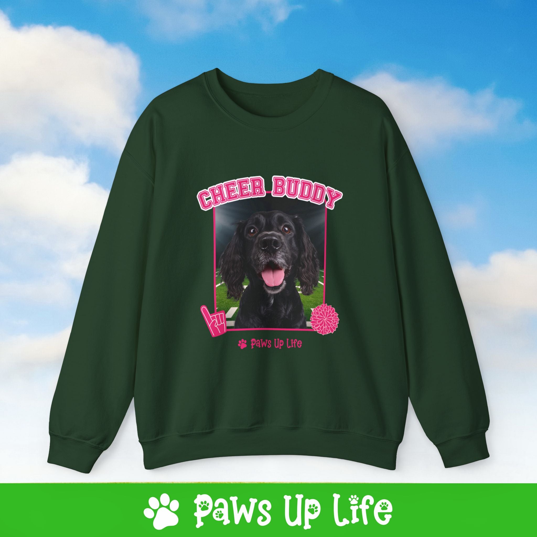 Boykin Spaniel Football Cheer Buddy Cheerleading Dog Crewneck Sweatshirt, Unisex Gift for Animal Lovers, Dog Mom Dad Sweatshirt, Cute Dog Lover Apparel, Fun Pet