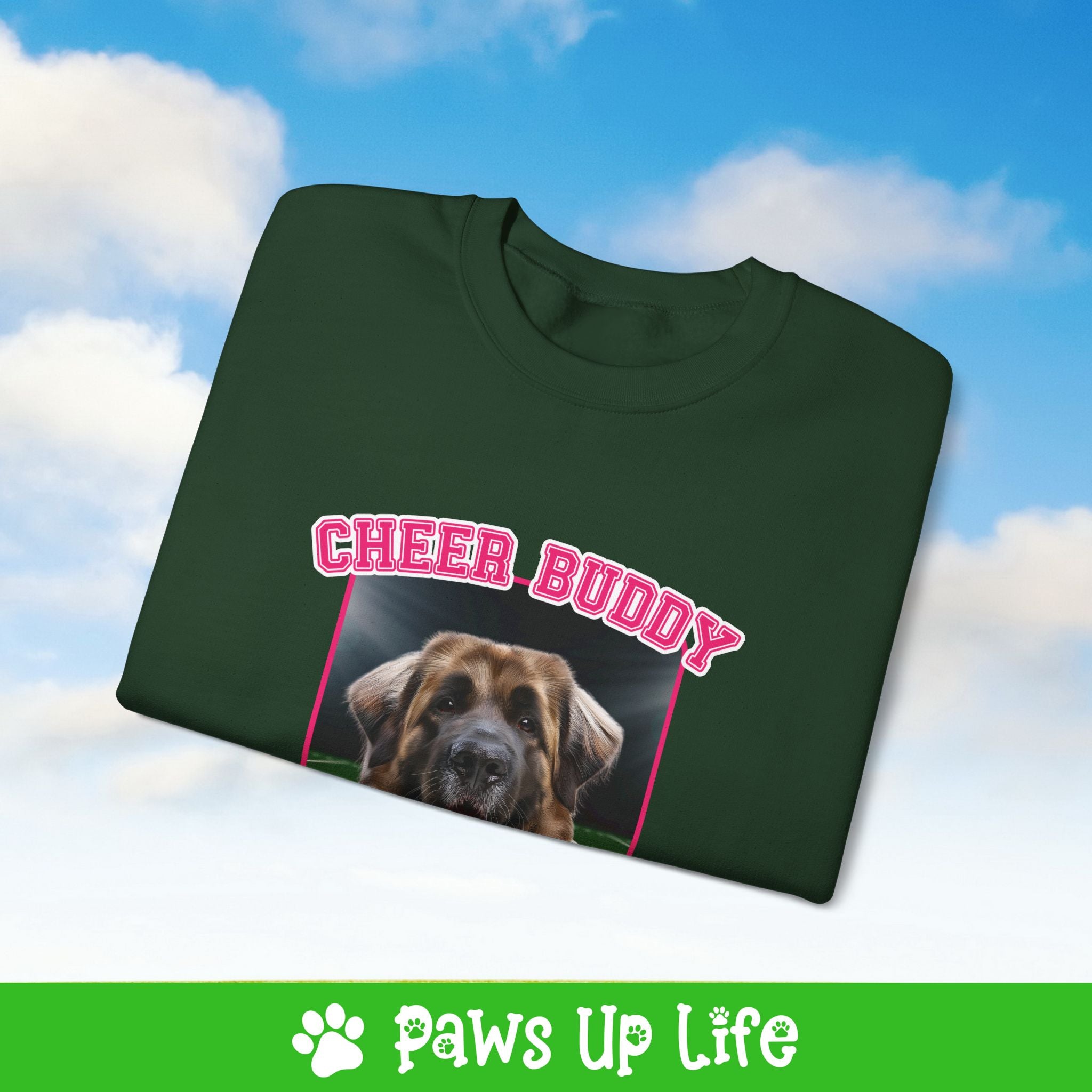 Leonberger Football Cheer Buddy Cheerleading Dog Crewneck Sweatshirt, Unisex Gift for Animal Lovers, Dog Mom Dad Sweatshirt, Cute Dog Lover Apparel, Fun Pet | Paws Up Life, LLC