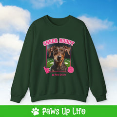 Doberman Pinscher Football Cheer Buddy Cheerleading Dog Crewneck Sweatshirt, Unisex Gift for Animal Lovers, Dog Mom Dad Sweatshirt, Cute Dog Lover Apparel, Fun Pet | Paws Up Life, LLC