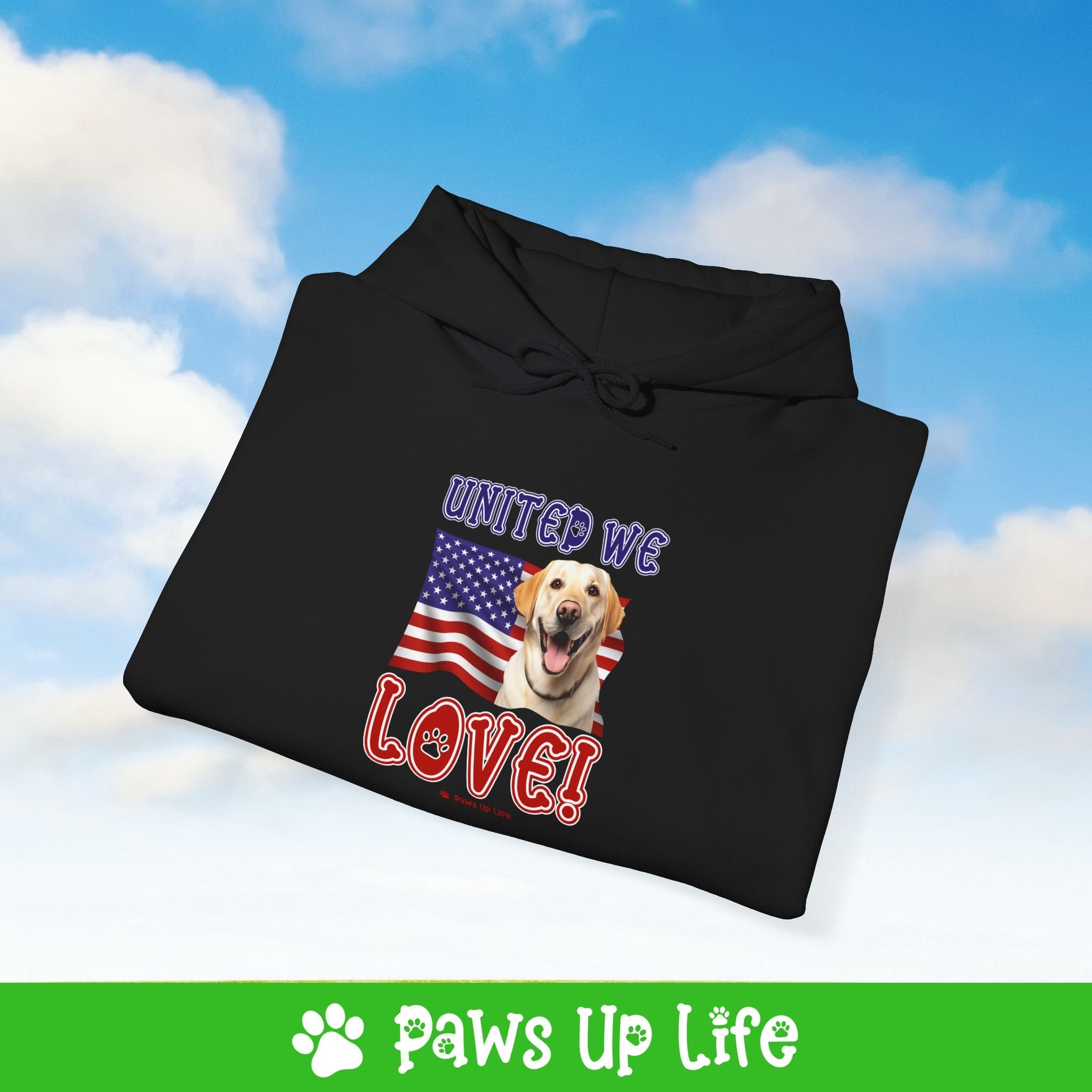 Yellow Lab Labrador Retriever Dog United We Love Unisex Hoodie Hooded Sweatshirt Classic Comfy Cotton | Paws Up Life, LLC