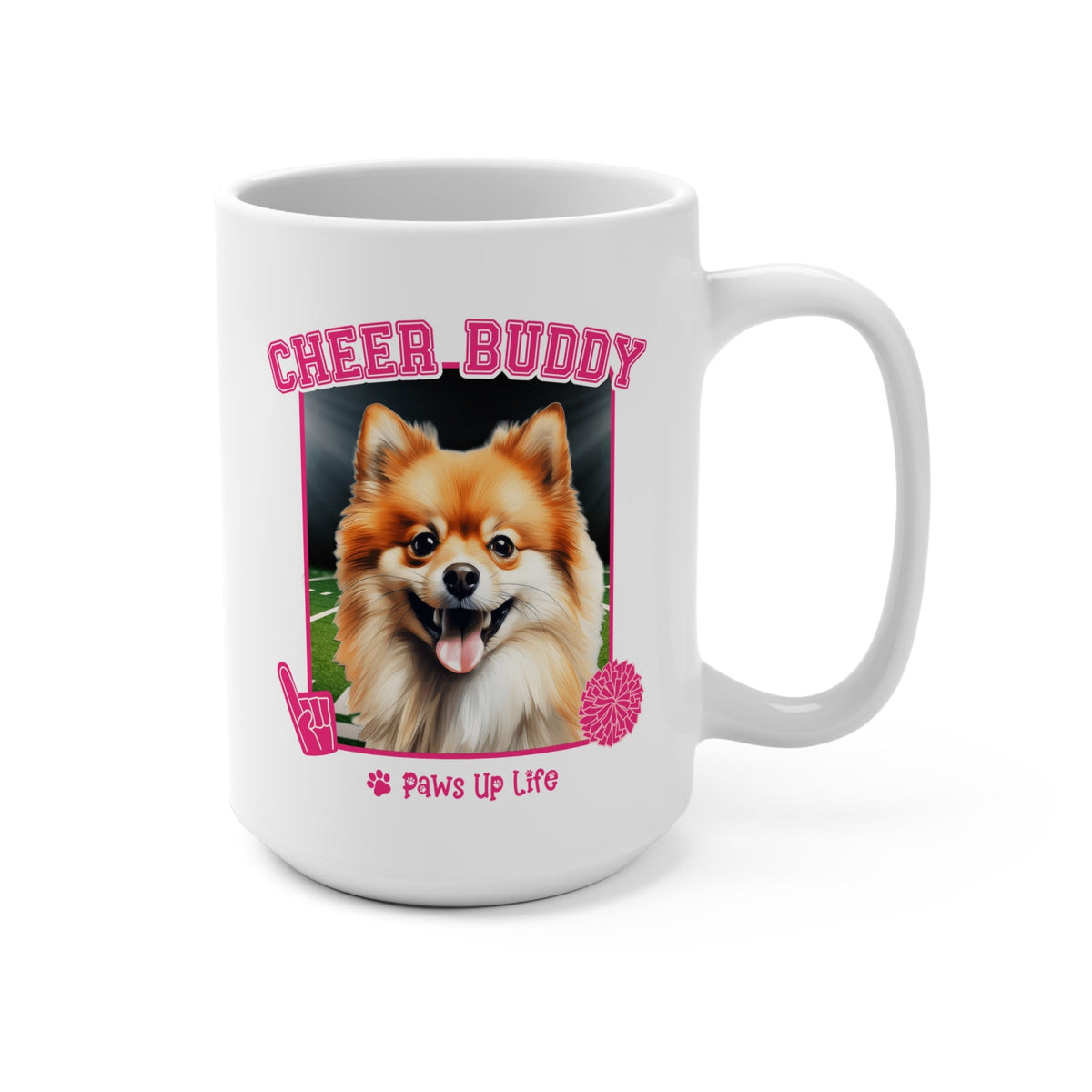 Pomeranian Football Cheer Buddy Cheerleading Dog 15oz Large Coffee Mug Ceramic Drinkware Tea Washable | Paws Up Life, LLC