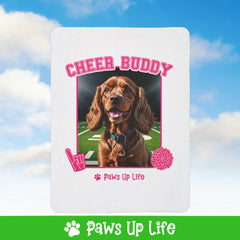 Cocker Spaniel Football Cheer Buddy Cheerleading Dog Fleece Sherpa Blanket - Perfect for Snuggling and Cozy Napping | Paws Up Life, LLC