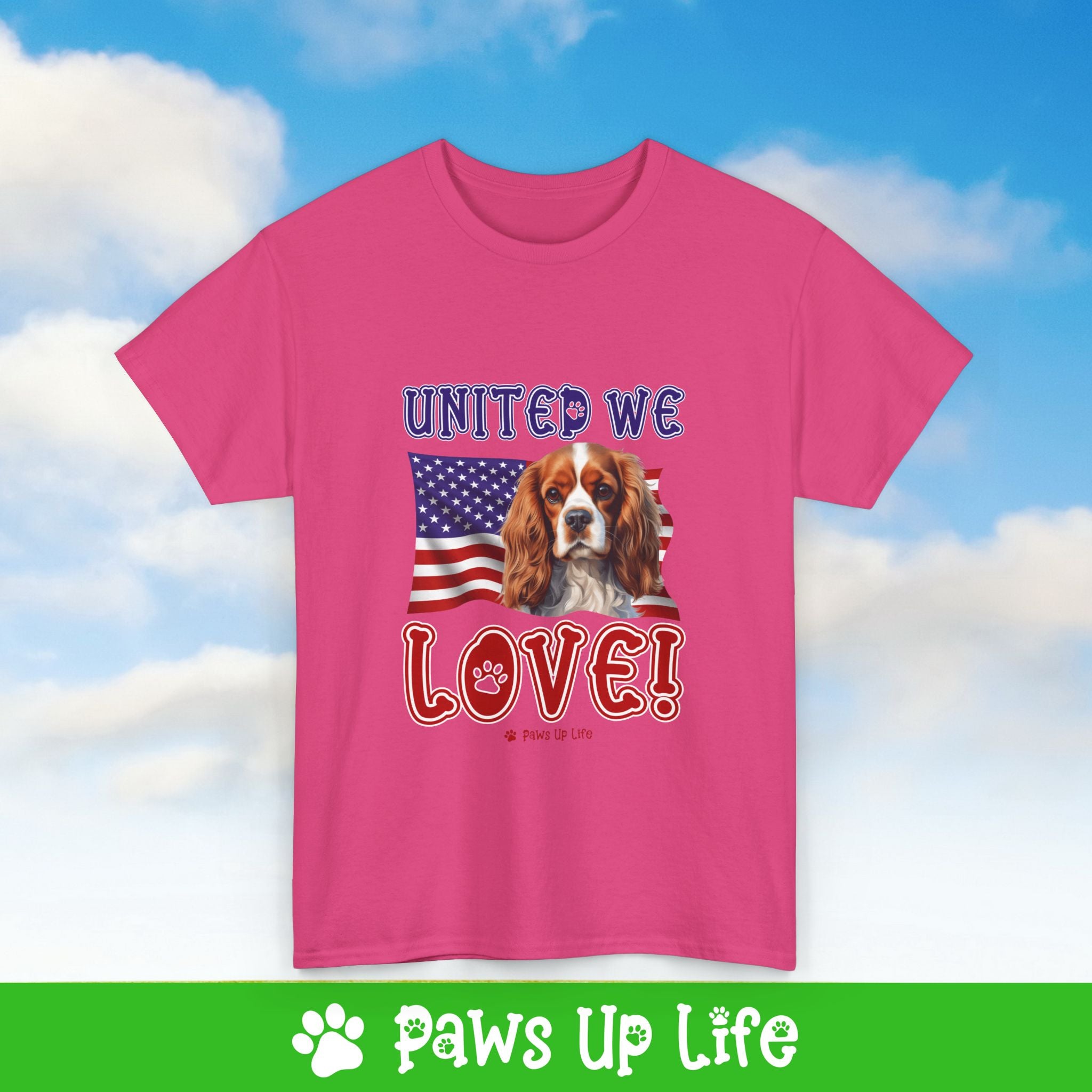 Cavalier King Charles Spaniel Dog United We Love Dog Tee, Shirt, Unisex Pet Lover Gift, Dog Mom Dad Tshirt, Animal Rescue Advocate, Cute Puppy Graphic Top Classic Collar | Paws Up Life, LLC