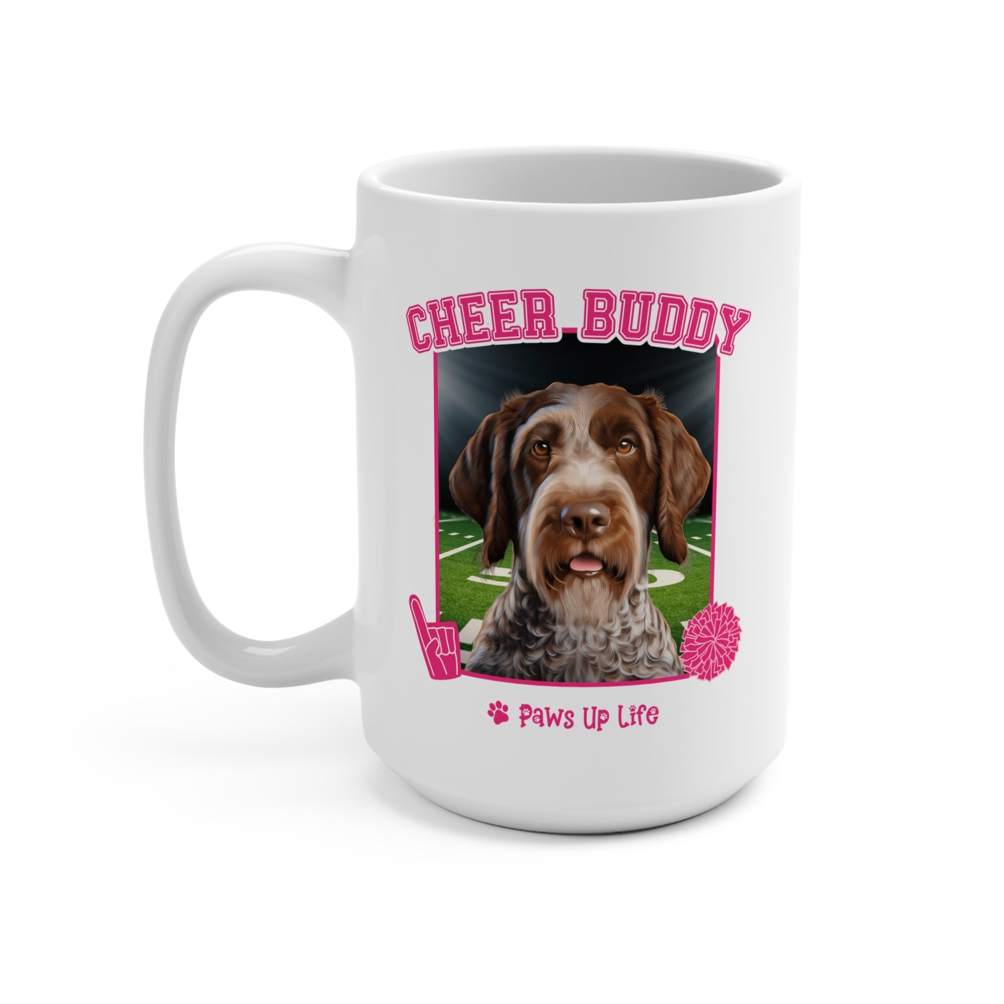 German Wirehaired Pointer Football Cheer Buddy Cheerleading Dog 15oz Large Coffee Mug Ceramic Drinkware Tea Washable | Paws Up Life, LLC