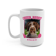 German Wirehaired Pointer Football Cheer Buddy Cheerleading Dog 15oz Large Coffee Mug Ceramic Drinkware Tea Washable | Paws Up Life, LLC