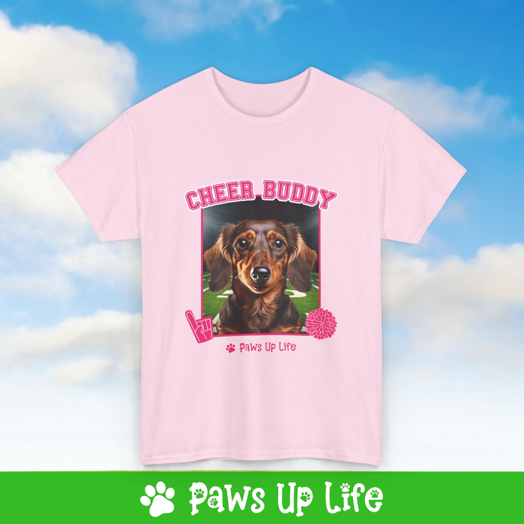 Dachshund Football Cheer Buddy Cheerleading Dog Tee, Shirt, Unisex Pet Lover Gift, Dog Mom Dad Tshirt, Animal Rescue Advocate, Cute Puppy Graphic Top Classic Collar | Paws Up Life, LLC