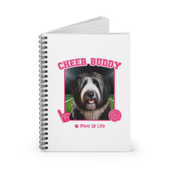 Black Old English Sheep Dog Football Cheer Buddy Cheerleading Dog Spiral Notebook for Office and Home - Ruled Line | Paws Up Life, LLC