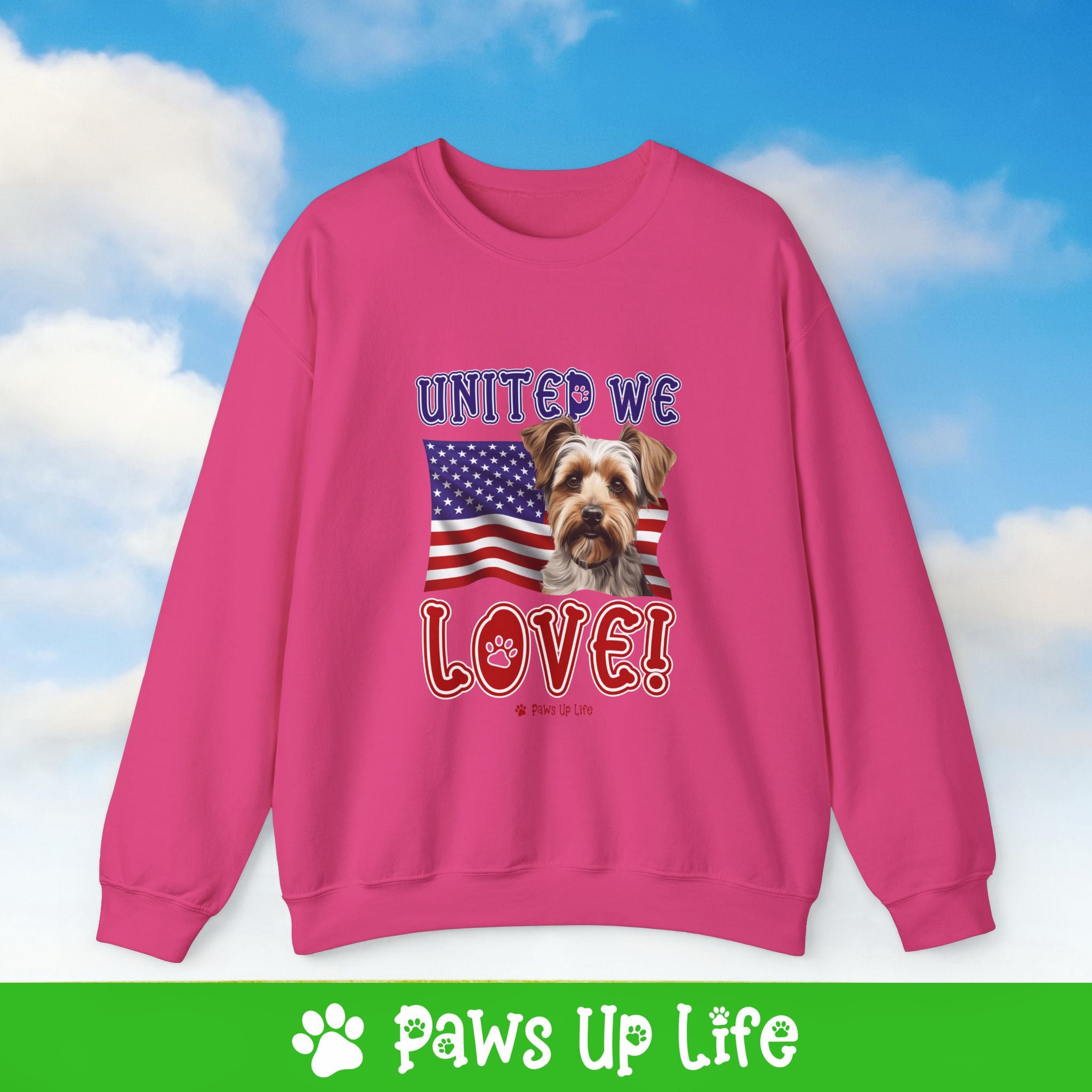 Biewer Terrier Dog United We Love Dog Crewneck Sweatshirt, Unisex Gift for Animal Lovers, Dog Mom Dad Sweatshirt, Cute Dog Lover Apparel, Fun Pet | Paws Up Life, LLC