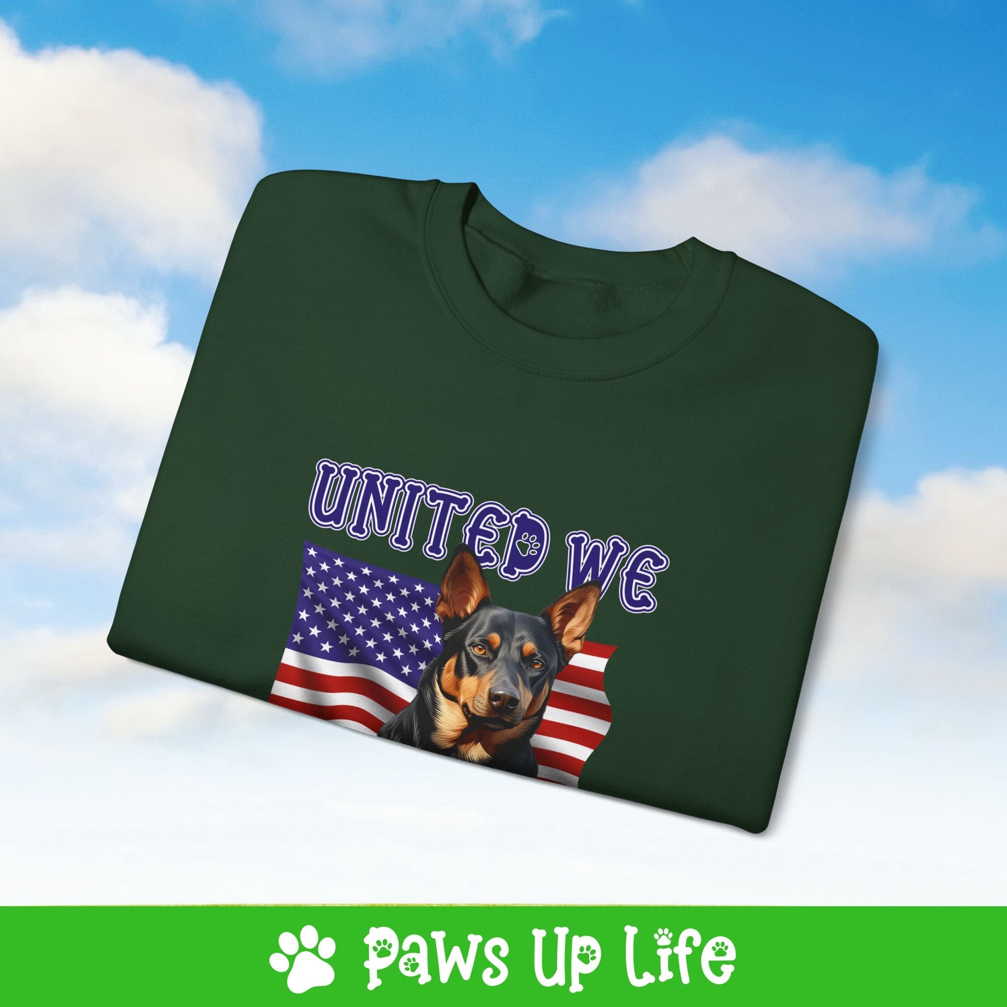 Australian Kelpie Dog United We Love Dog Crewneck Sweatshirt, Unisex Gift for Animal Lovers, Dog Mom Dad Sweatshirt, Cute Dog Lover Apparel, Fun Pet | Paws Up Life, LLC