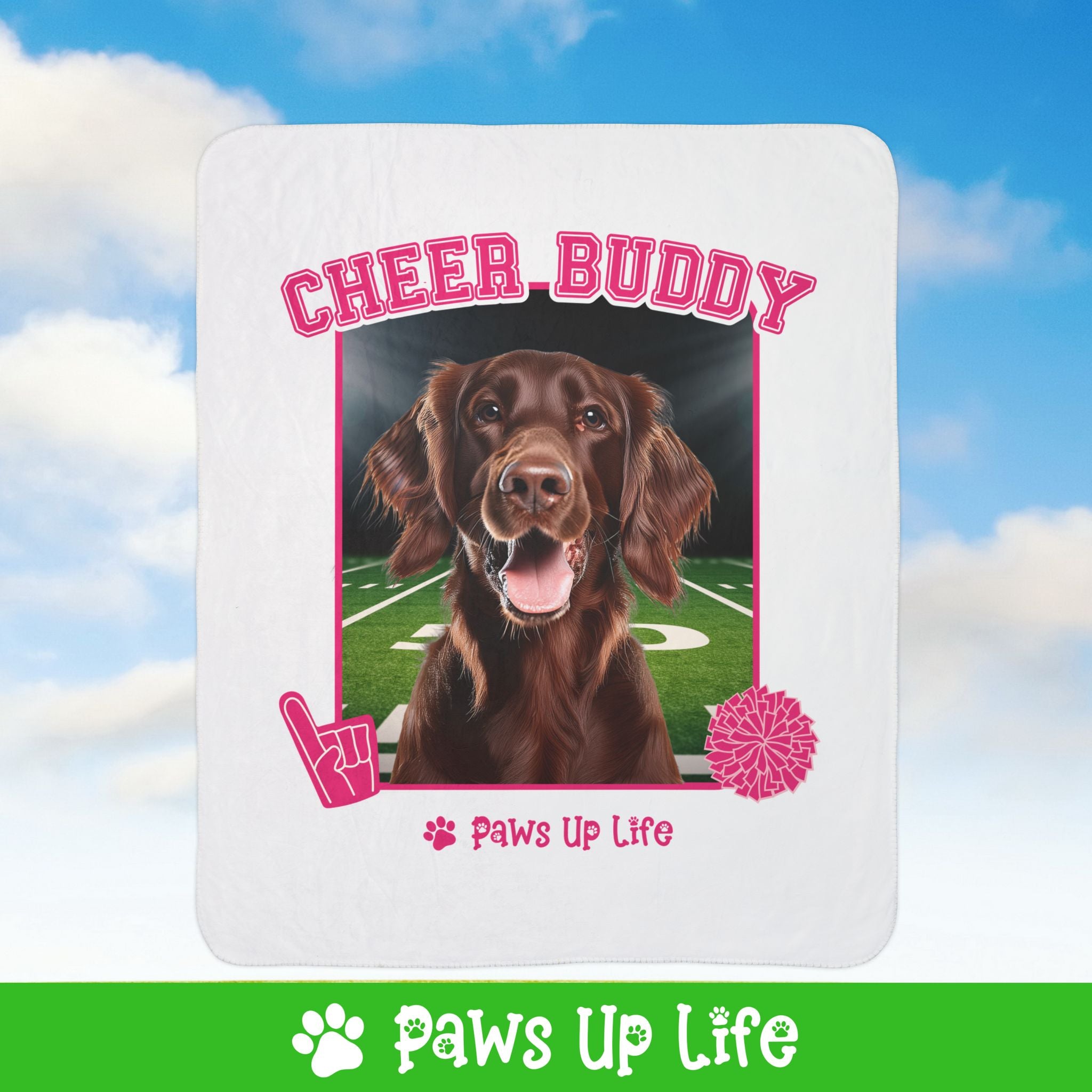 Irish Setter Football Cheer Buddy Cheerleading Dog Fleece Sherpa Blanket - Perfect for Snuggling and Cozy Napping | Paws Up Life, LLC