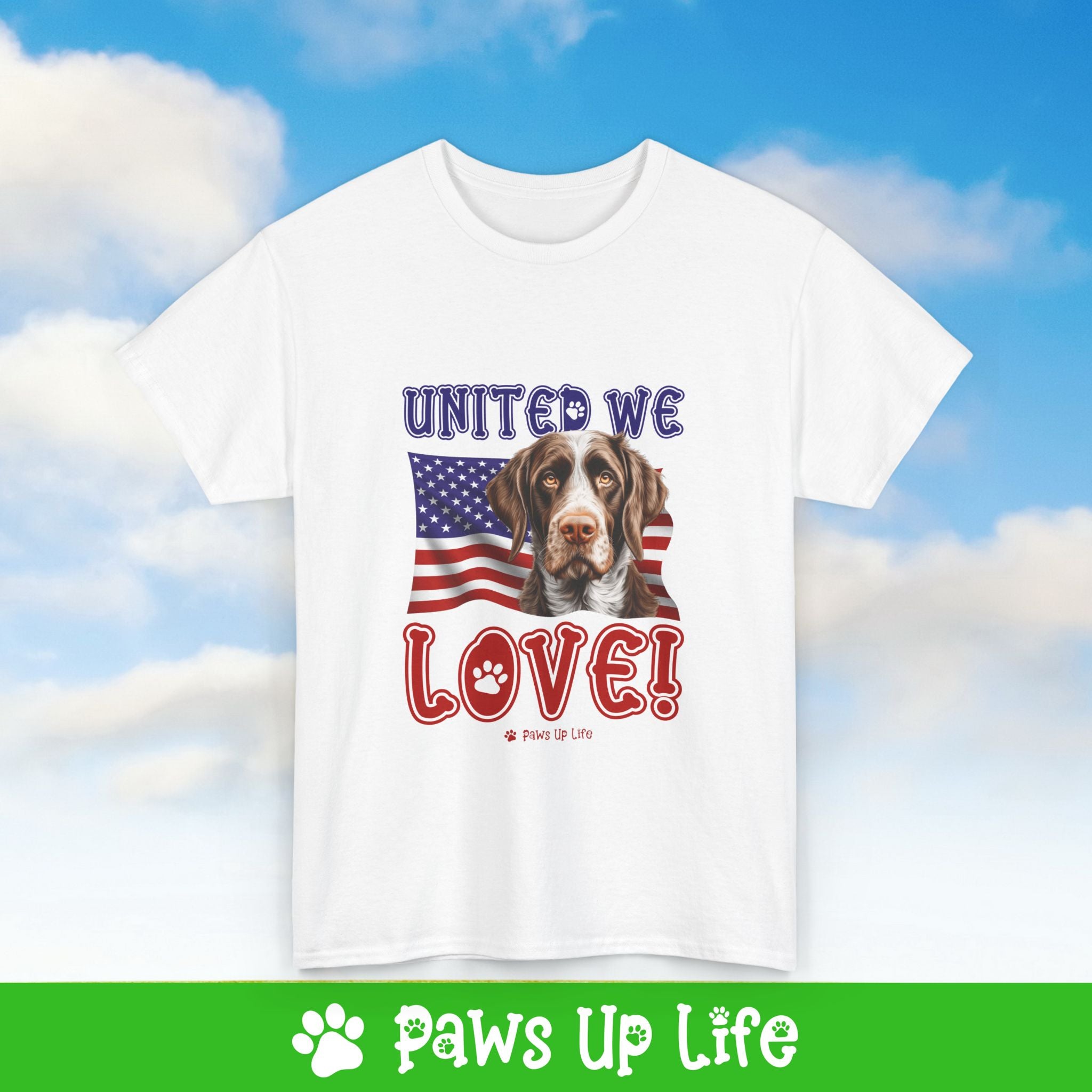 German Wirehaired Pointer Dog United We Love Dog Tee, Shirt, Unisex Pet Lover Gift, Dog Mom Dad Tshirt, Animal Rescue Advocate, Cute Puppy Graphic Top Classic Collar | Paws Up Life, LLC