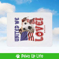 "United We Love" Whippet Patriotic Fleece Sherpa Blanket - Perfect for Snuggling and Cozy Napping | Paws Up Life, LLC