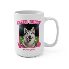 White Siberian Husky Football Cheer Buddy Cheerleading Dog 15oz Large Coffee Mug Ceramic Drinkware Tea Washable | Paws Up Life, LLC