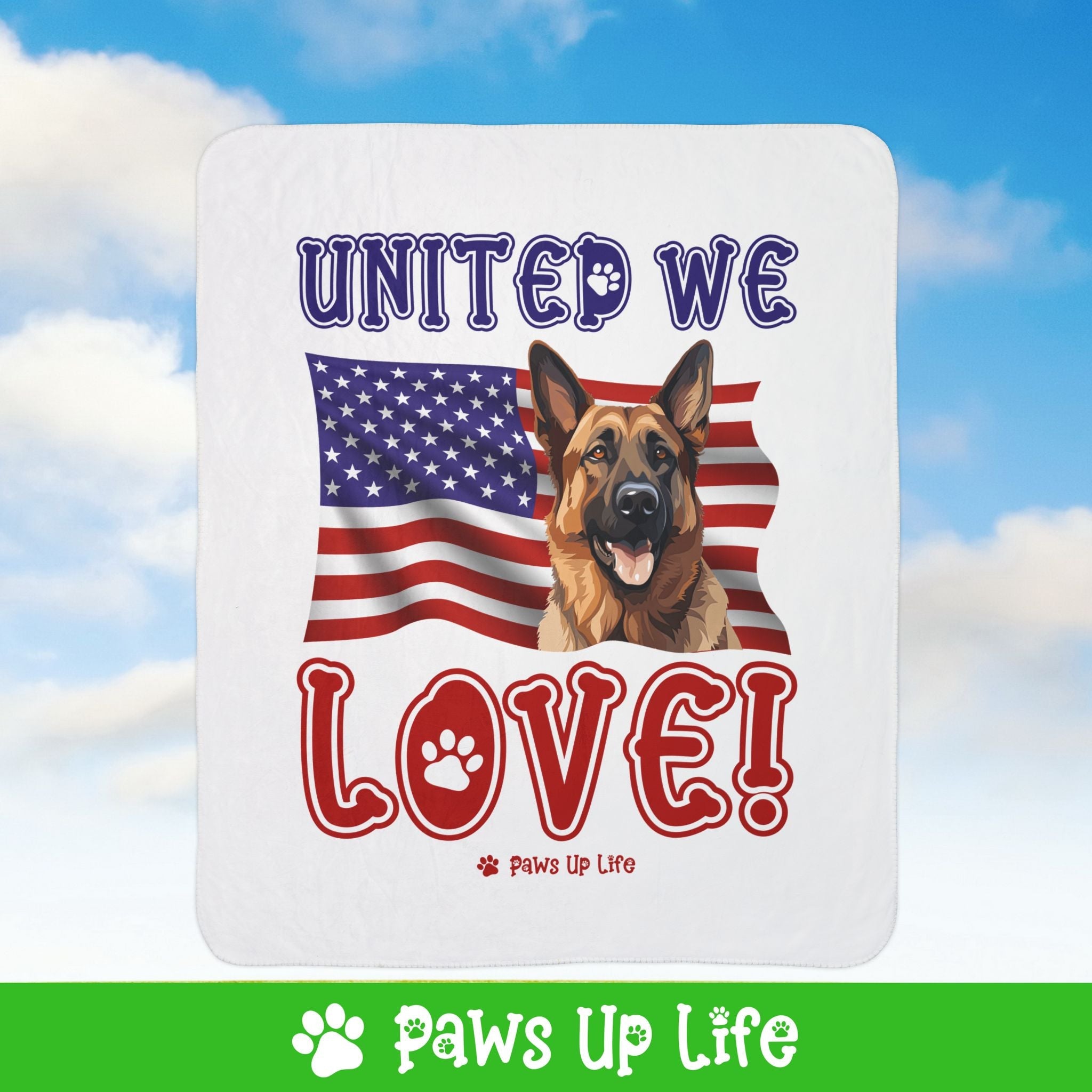 German Shepherd Dog United We Love Fleece Sherpa Blanket - Perfect for Snuggling and Cozy Napping | Paws Up Life, LLC