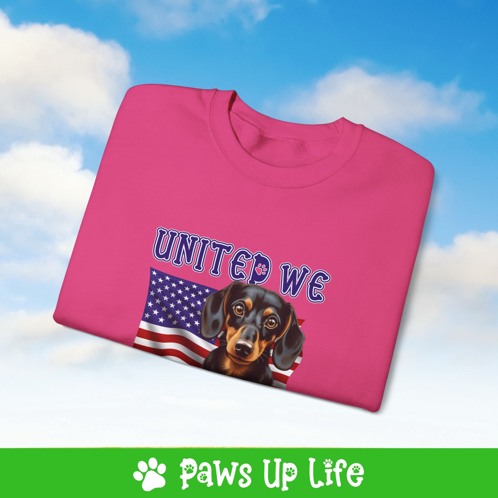 Dachshund Dog United We Love Dog Crewneck Sweatshirt, Unisex Gift for Animal Lovers, Dog Mom Dad Sweatshirt, Cute Dog Lover Apparel, Fun Pet