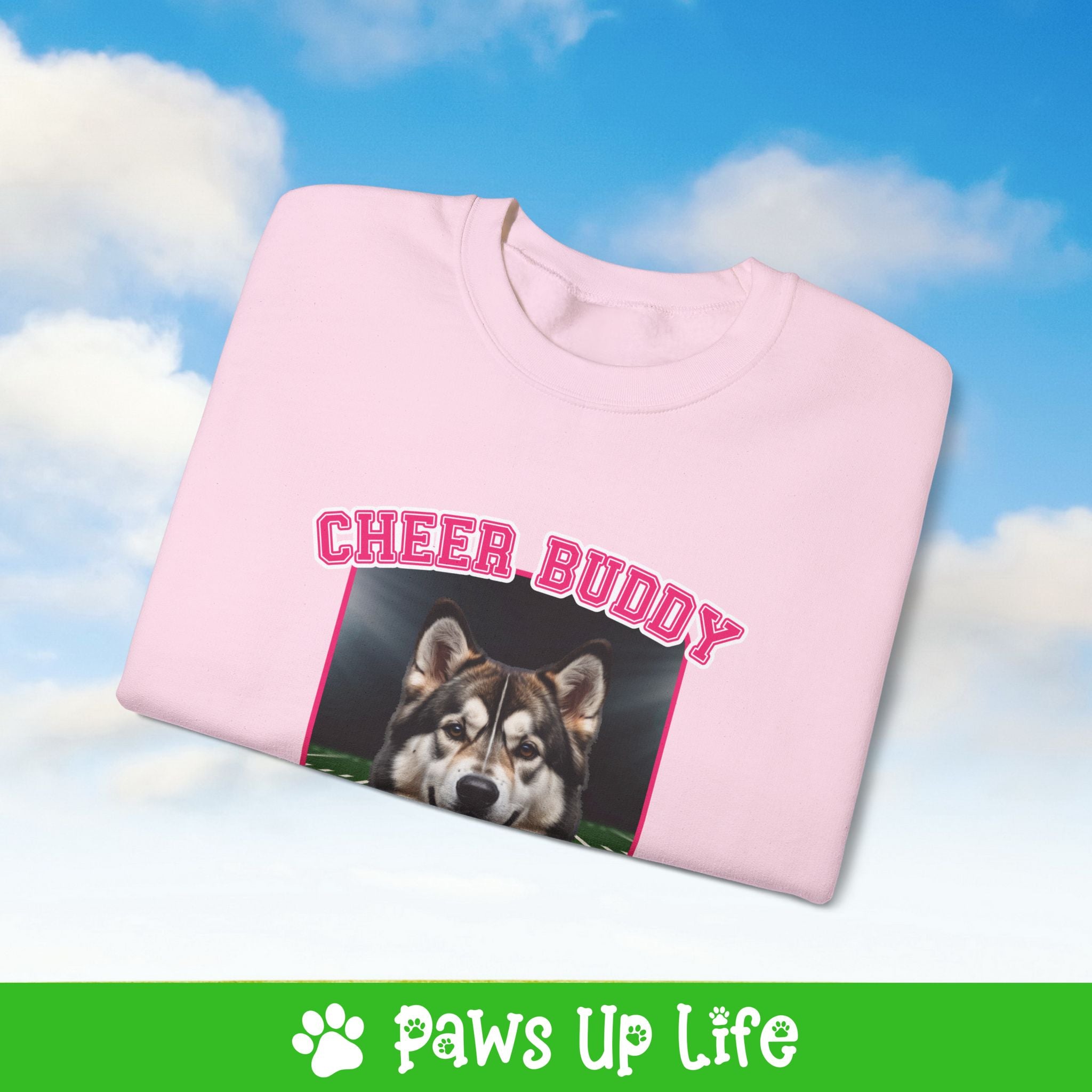 Alaskan Malamute Cheer Buddy Cheerleading Dog Crewneck Sweatshirt, Unisex Gift for Animal Lovers, Dog Mom Dad Sweatshirt, Cute Dog Lover Apparel, Fun Pet | Paws Up Life, LLC