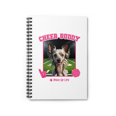 Chinese Crested Football Cheer Buddy Cheerleading Dog Spiral Notebook for Office and Home - Ruled Line