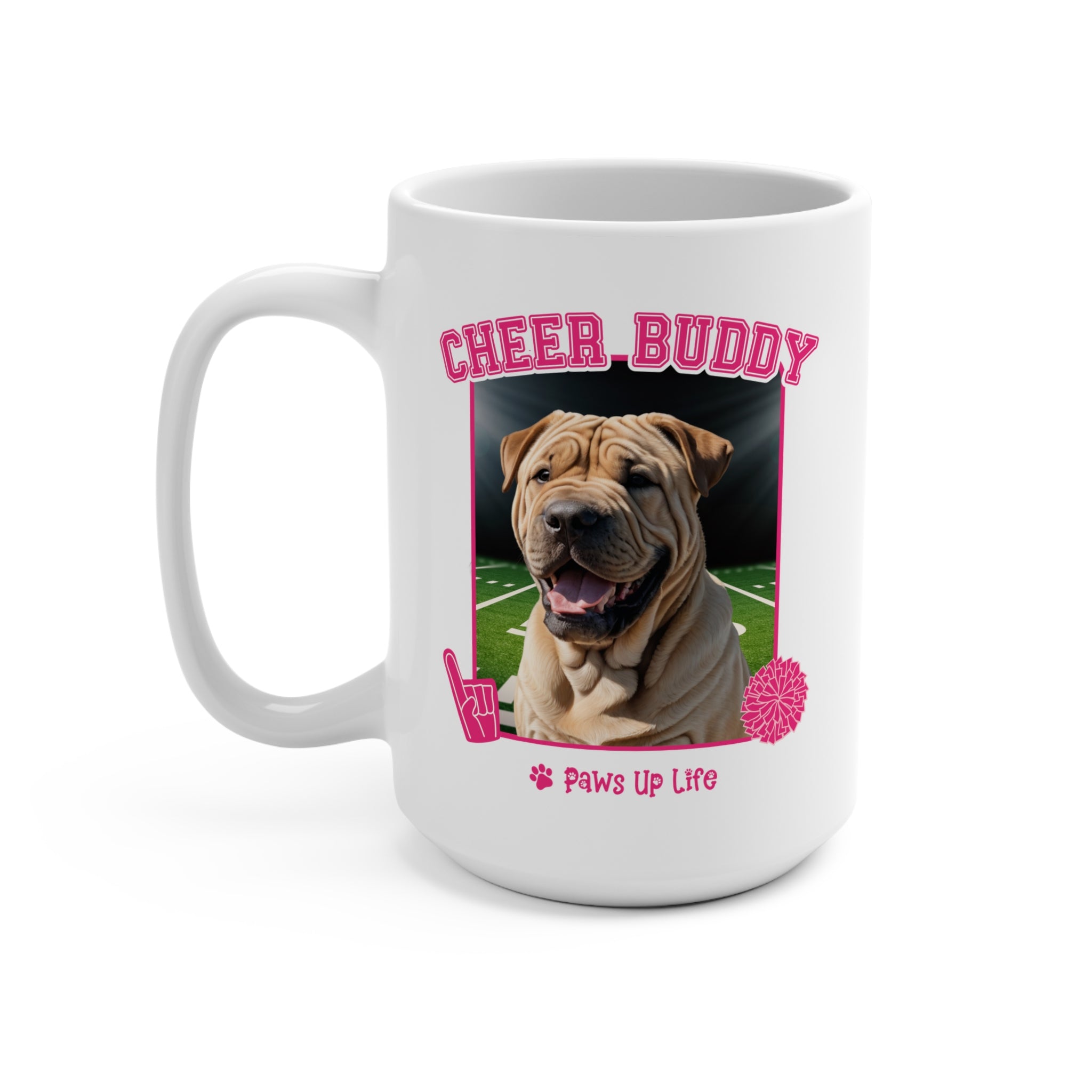 Chinese Shar Pei Football Cheer Buddy Cheerleading Dog 15oz Large Coffee Mug Ceramic Drinkware Tea Washable