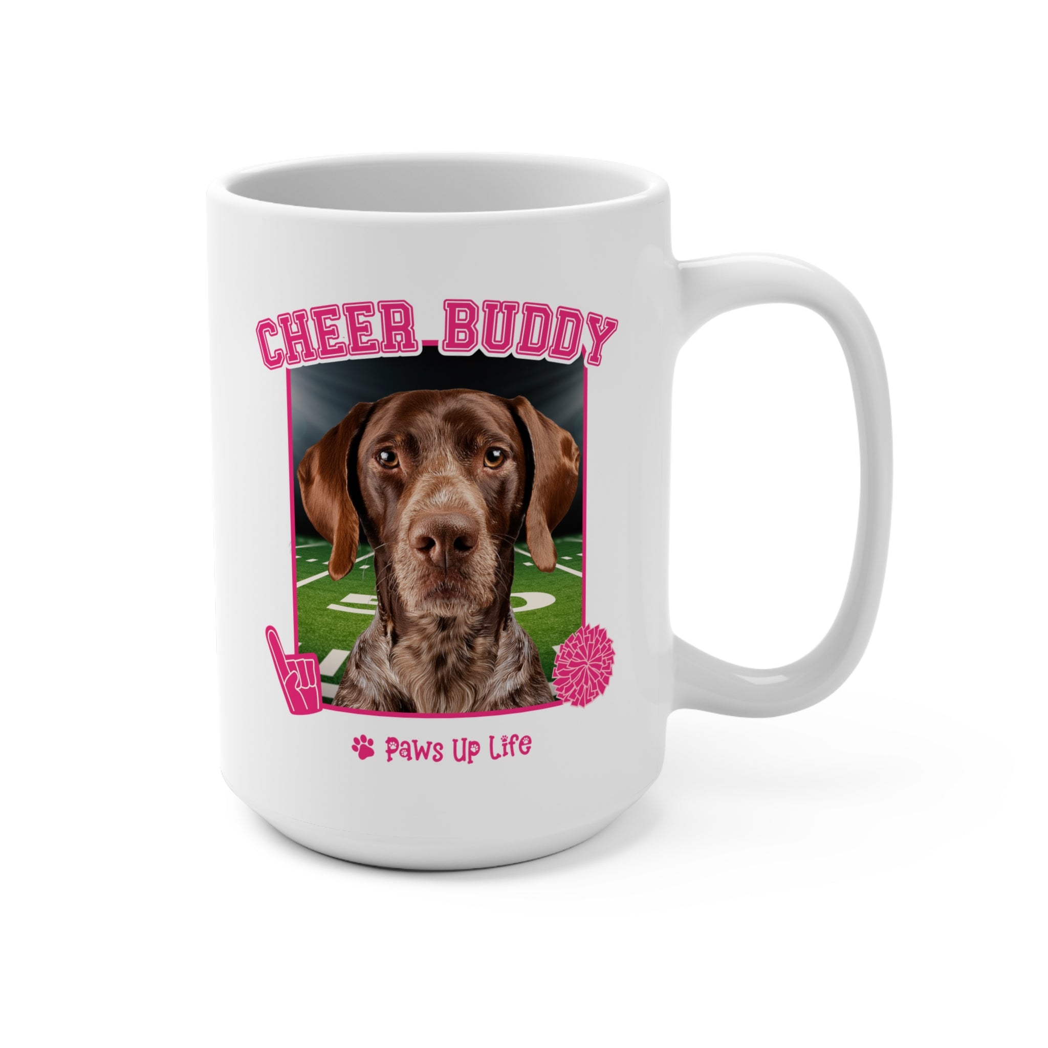 German Shorthaired Pointer Football Cheer Buddy Cheerleading Dog 15oz Large Coffee Mug Ceramic Drinkware Tea Washable | Paws Up Life, LLC