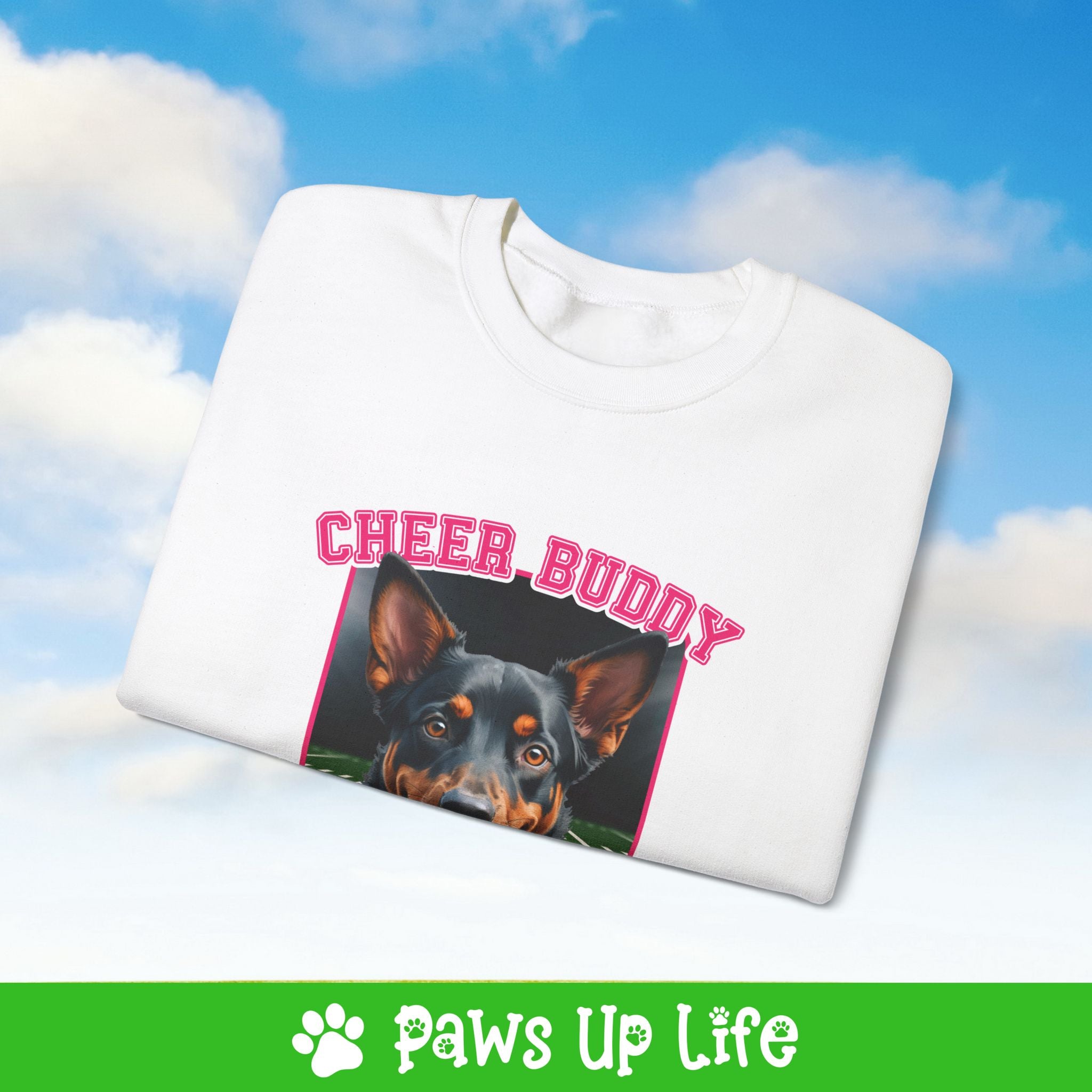 Australian Kelpie Cheer Buddy Cheerleading Dog Crewneck Sweatshirt, Unisex Gift for Animal Lovers, Dog Mom Dad Sweatshirt, Cute Dog Lover Apparel, Fun Pet | Paws Up Life, LLC