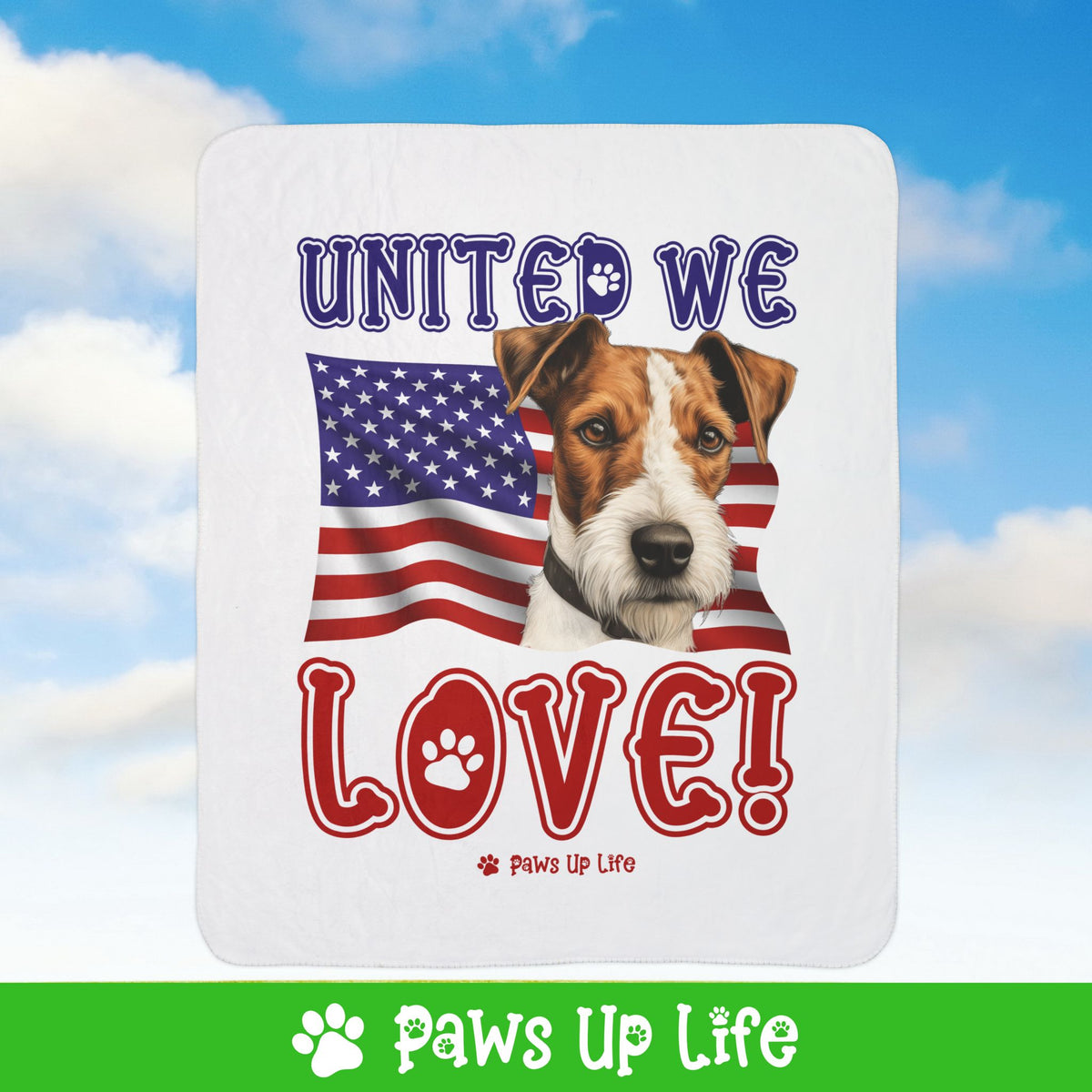 Fox Terrier Dog United We Love Fleece Sherpa Blanket - Perfect for Snuggling and Cozy Napping | Paws Up Life, LLC