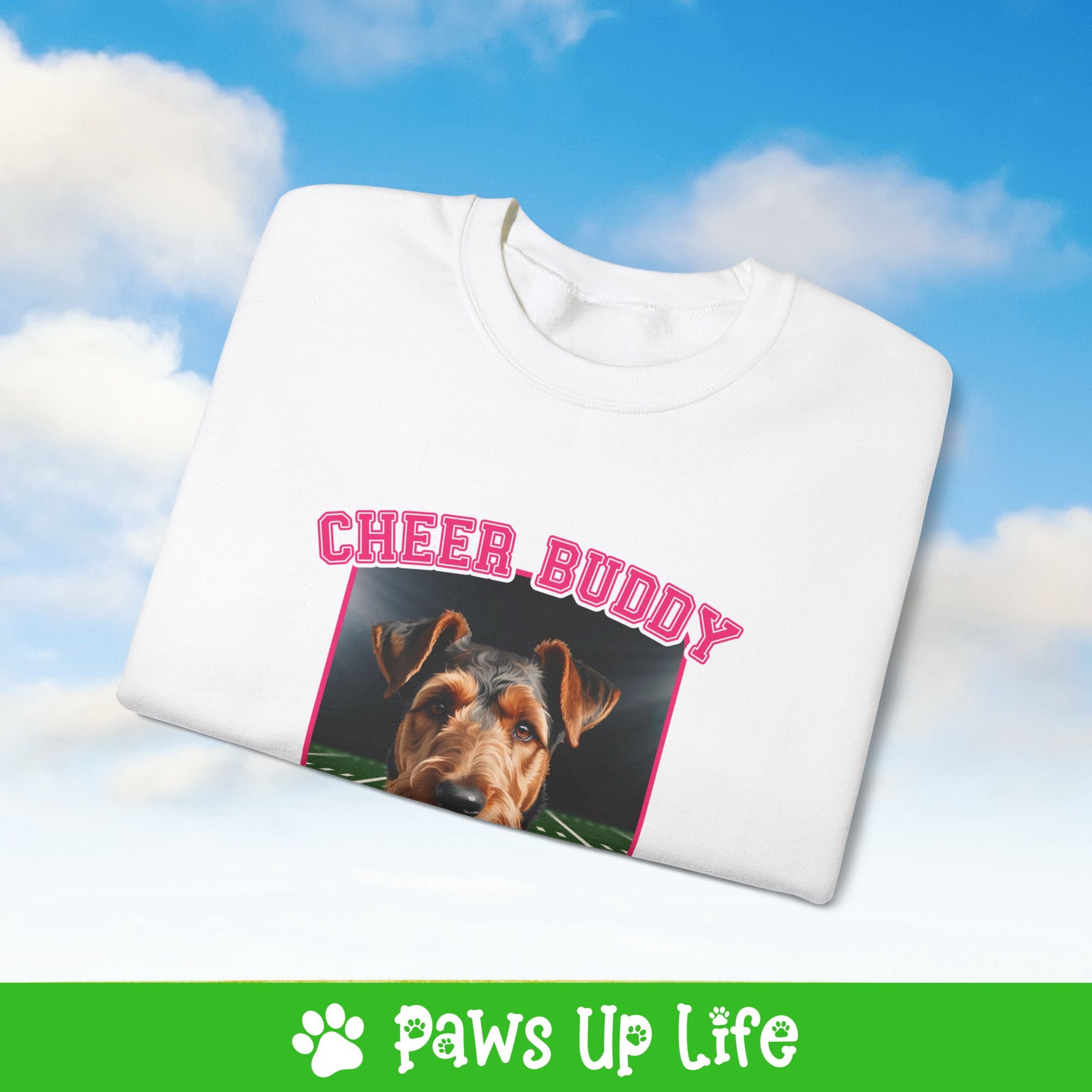 Airedale Terrier Cheer Buddy Dog Crewneck Sweatshirt, Unisex Gift for Animal Lovers, Dog Mom Dad Sweatshirt, Cute Dog Lover Apparel, Fun Pet