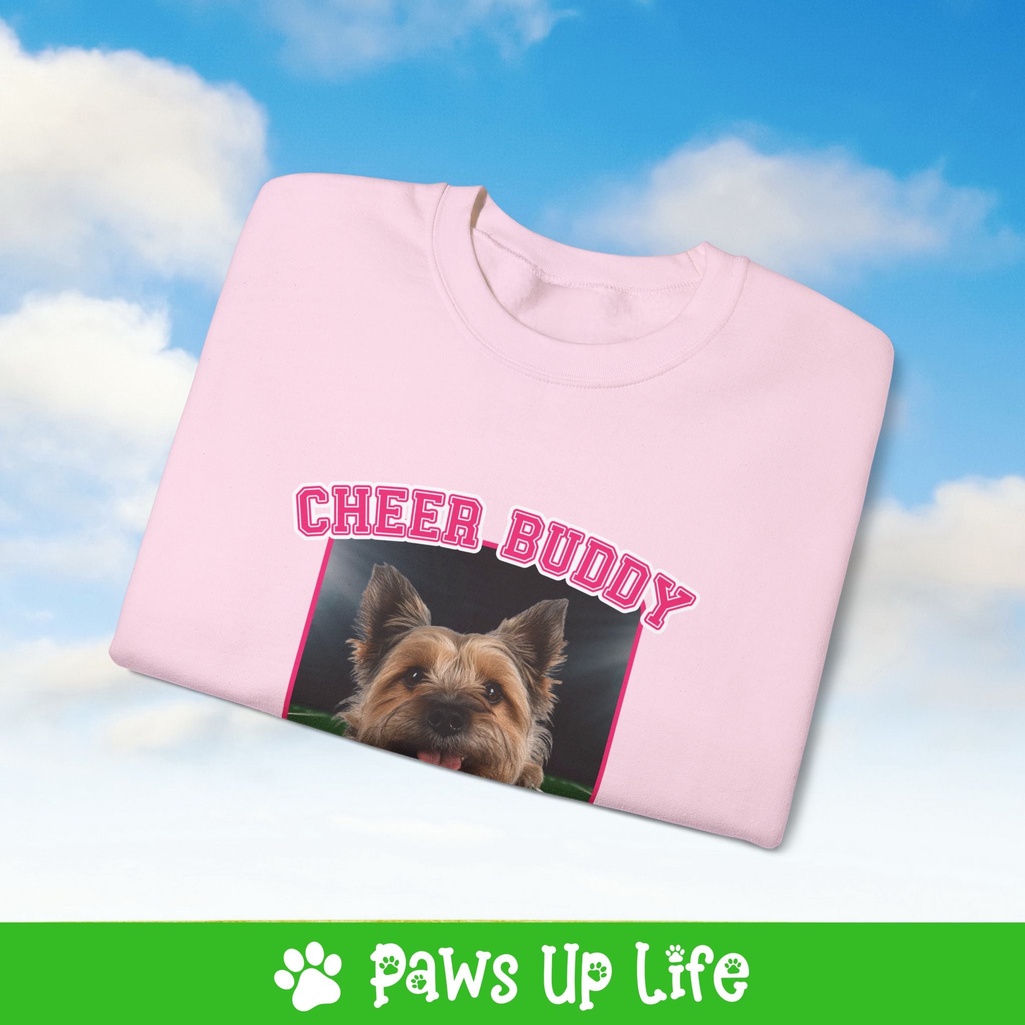 Brown Norfolk Terrier  Football Cheer Buddy Cheerleading Dog Crewneck Sweatshirt, Unisex Gift for Animal Lovers, Dog Mom Dad Sweatshirt, Cute Dog Lover Apparel, Fun Pet | Paws Up Life, LLC