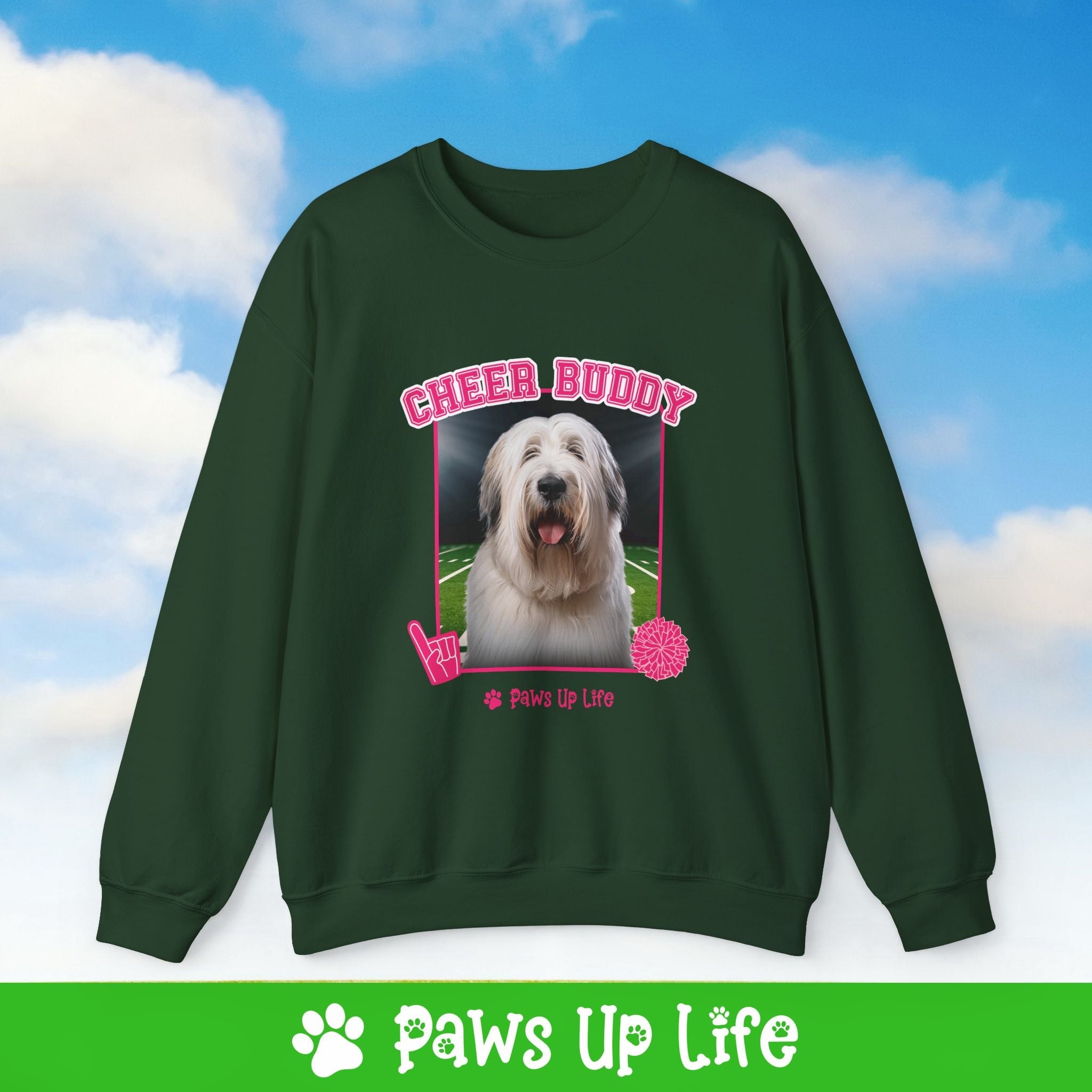 Briard Football Cheer Buddy Cheerleading Dog Crewneck Sweatshirt, Unisex Gift for Animal Lovers, Dog Mom Dad Sweatshirt, Cute Dog Lover Apparel, Fun Pet | Paws Up Life, LLC