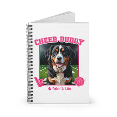 Bernese Mountain Dog Football Cheer Buddy Cheerleading Dog Spiral Notebook for Office and Home - Ruled Line | Paws Up Life, LLC