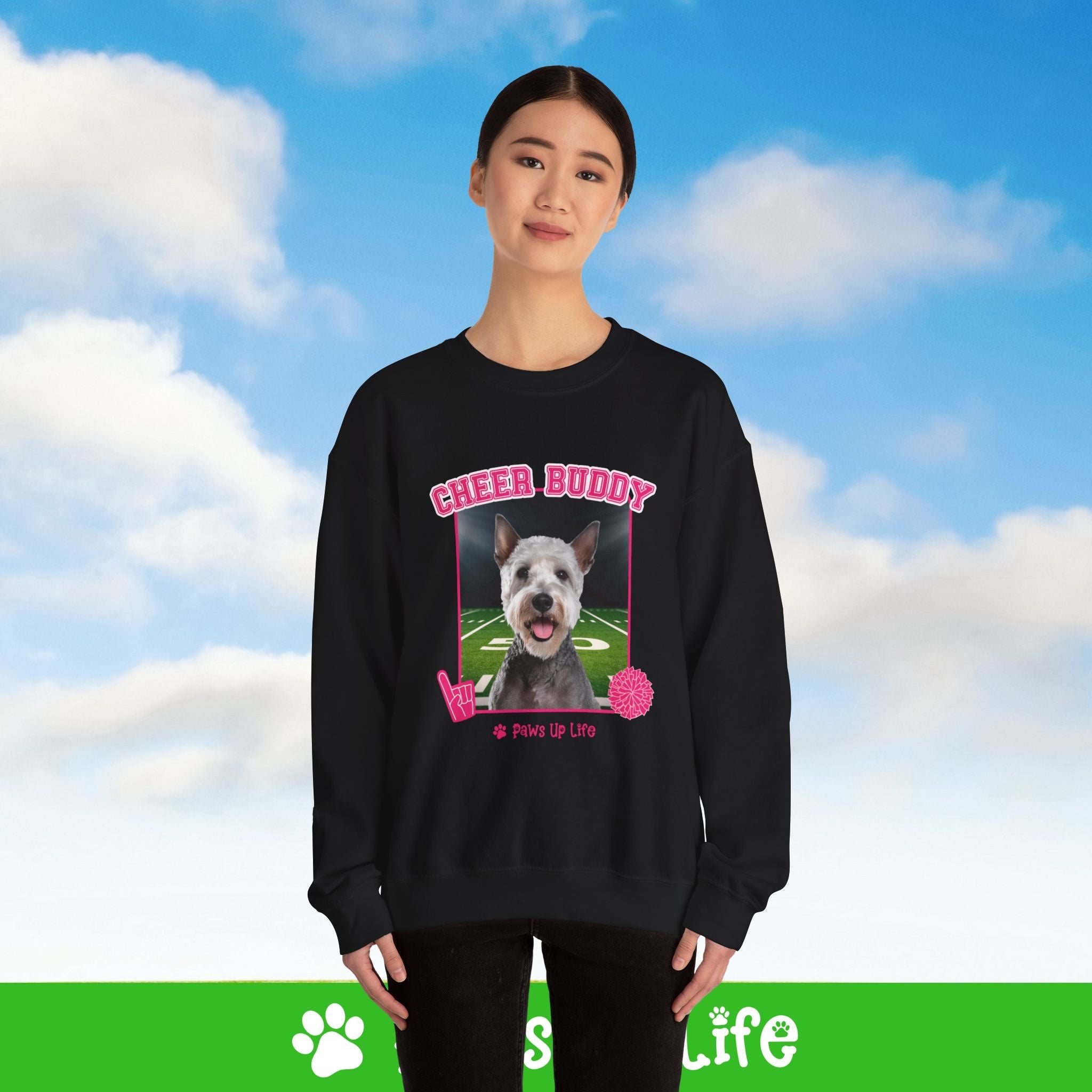 Bedington Terrier Cheer Buddy Cheerleading Dog Crewneck Sweatshirt, Unisex Gift for Animal Lovers, Dog Mom Dad Sweatshirt, Cute Dog Lover Apparel, Fun Pet | Paws Up Life, LLC