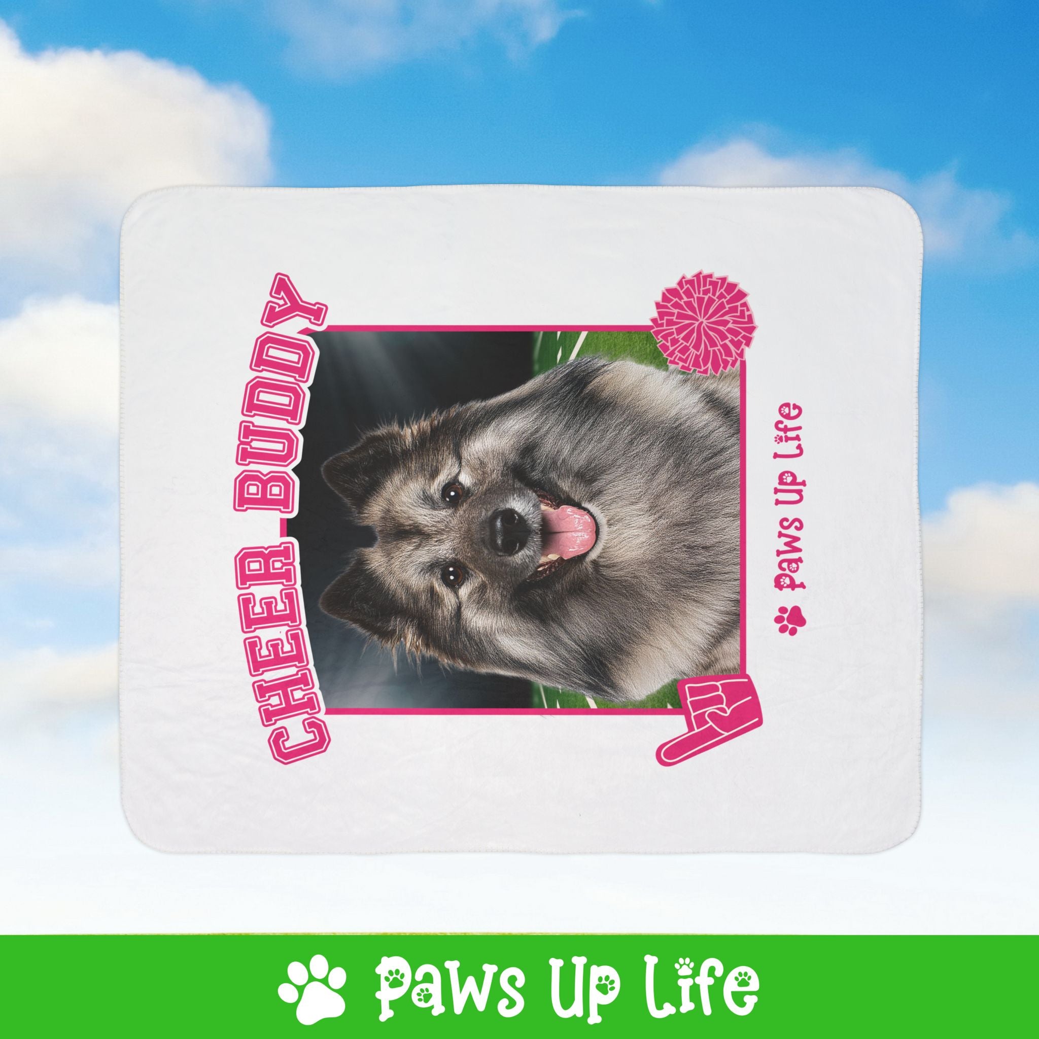 Keeshond Football Cheer Buddy Cheerleading Dog Fleece Sherpa Blanket - Perfect for Snuggling and Cozy Napping