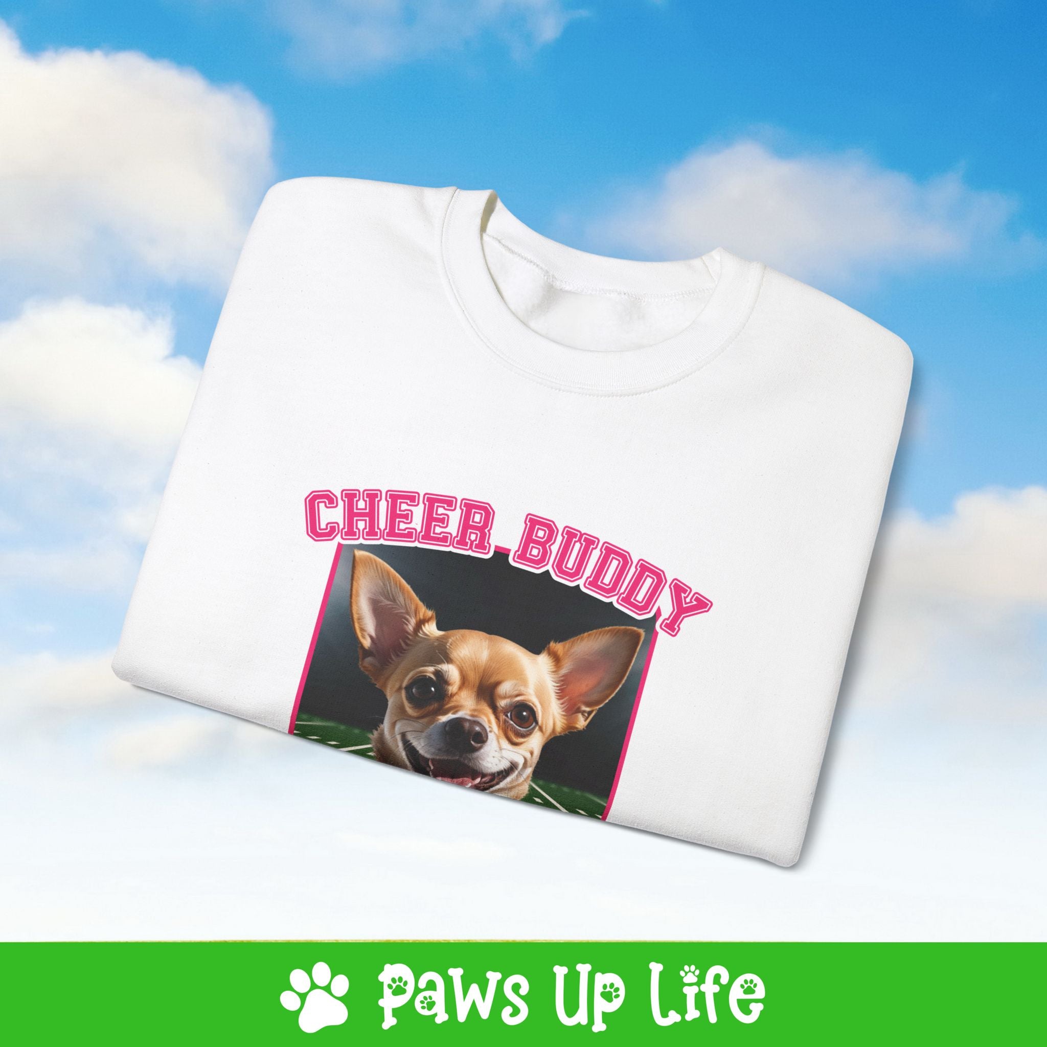 Chihuahua Football Cheer Buddy Cheerleading Dog Crewneck Sweatshirt, Unisex Gift for Animal Lovers, Dog Mom Dad Sweatshirt, Cute Dog Lover Apparel, Fun Pet | Paws Up Life, LLC