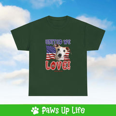 "United We Love" Whippet Lover T-Shirt - Patriotic Dog Design Tee for Dog Lovers, Unisex Dog Mom & Dad Tee with Classic Collar - Cotton Fabric Tshirt | Paws Up Life, LLC