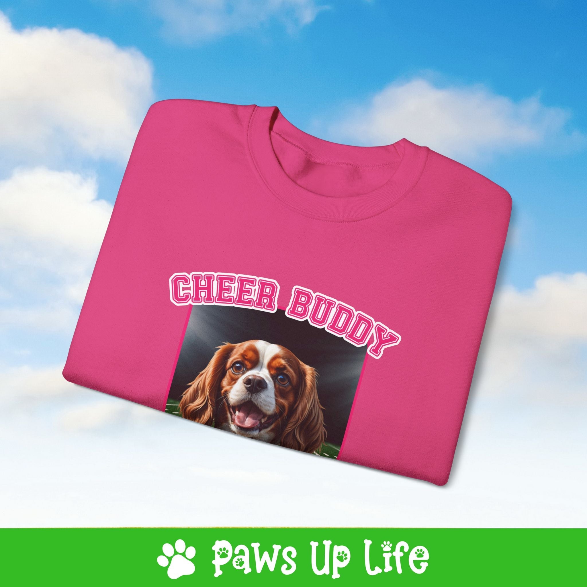 Cavalier King Charles Spaniel Football Cheer Buddy Cheerleading Dog Crewneck Sweatshirt, Unisex Gift for Animal Lovers, Dog Mom Dad Sweatshirt, Cute Dog Lover Apparel, Fun Pet