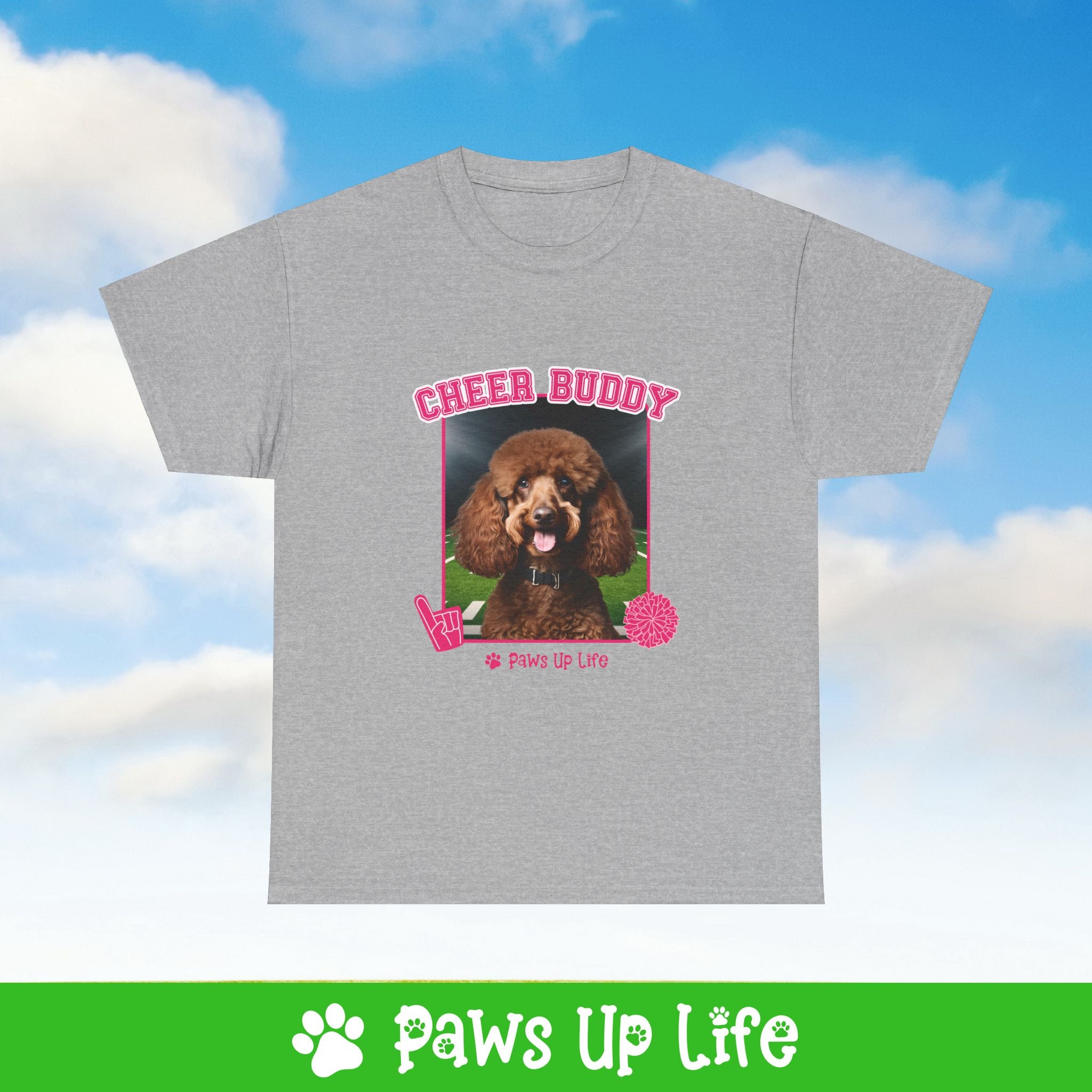 Brown Poodle Football Cheer Buddy Cheerleading Dog Tee, Shirt, Unisex Pet Lover Gift, Dog Mom Dad Tshirt, Animal Rescue Advocate, Cute Puppy Graphic Top Classic Collar | Paws Up Life, LLC