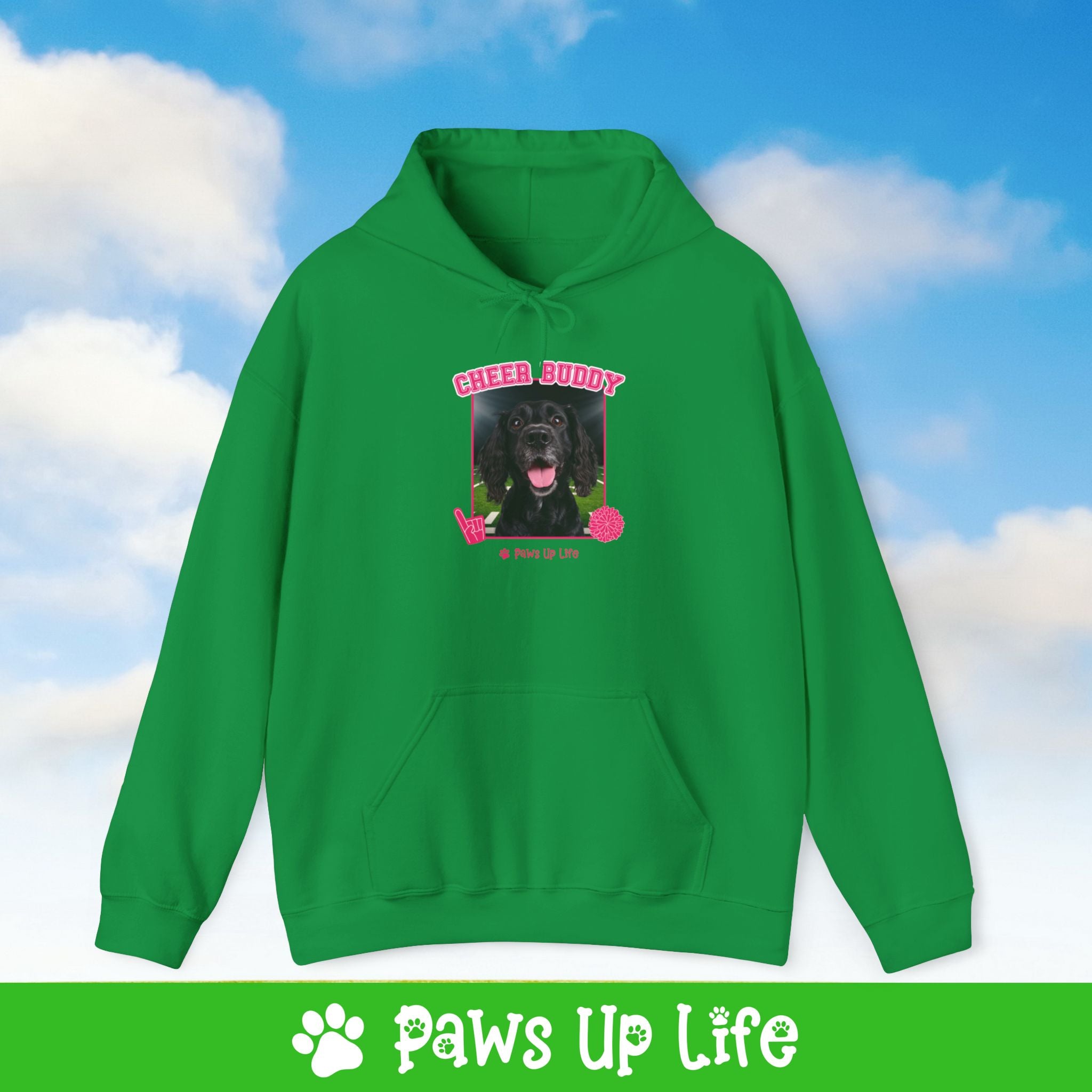 Boykin Spaniel Football Cheer Buddy Cheerleading Dog Unisex Hoodie Hooded Sweatshirt Classic Comfy Cotton | Paws Up Life, LLC