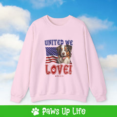 Miniature American Shepherd Dog United We Love Dog Crewneck Sweatshirt, Unisex Gift for Animal Lovers, Dog Mom Dad Sweatshirt, Cute Dog Lover Apparel, Fun Pet | Paws Up Life, LLC