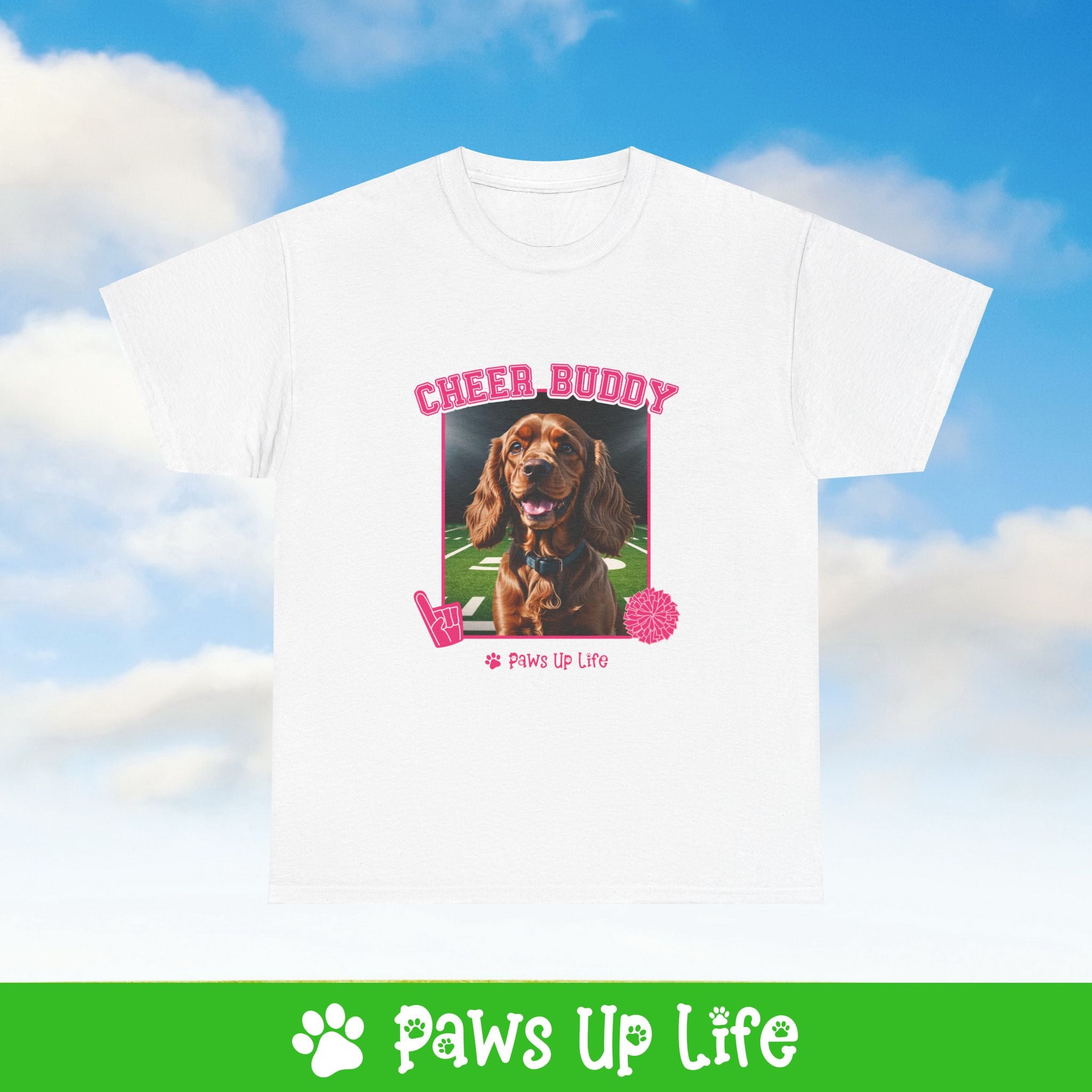 Cocker Spaniel Football Cheer Buddy Cheerleading Dog Tee, Shirt, Unisex Pet Lover Gift, Dog Mom Dad Tshirt, Animal Rescue Advocate, Cute Puppy Graphic Top Classic Collar | Paws Up Life, LLC