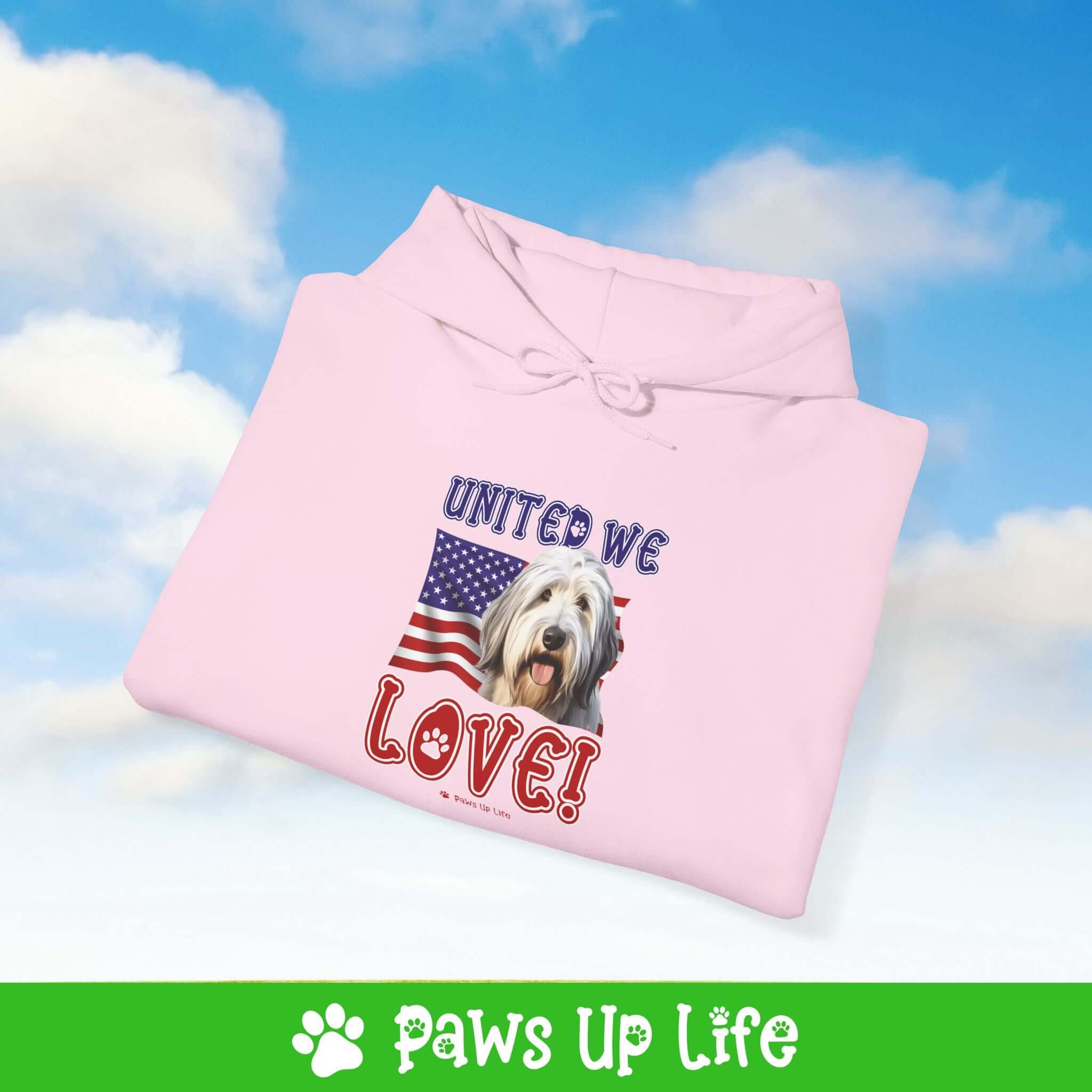 Old English Sheepdog Dog United We Love Unisex Hoodie Hooded Sweatshirt Classic Comfy Cotton | Paws Up Life, LLC