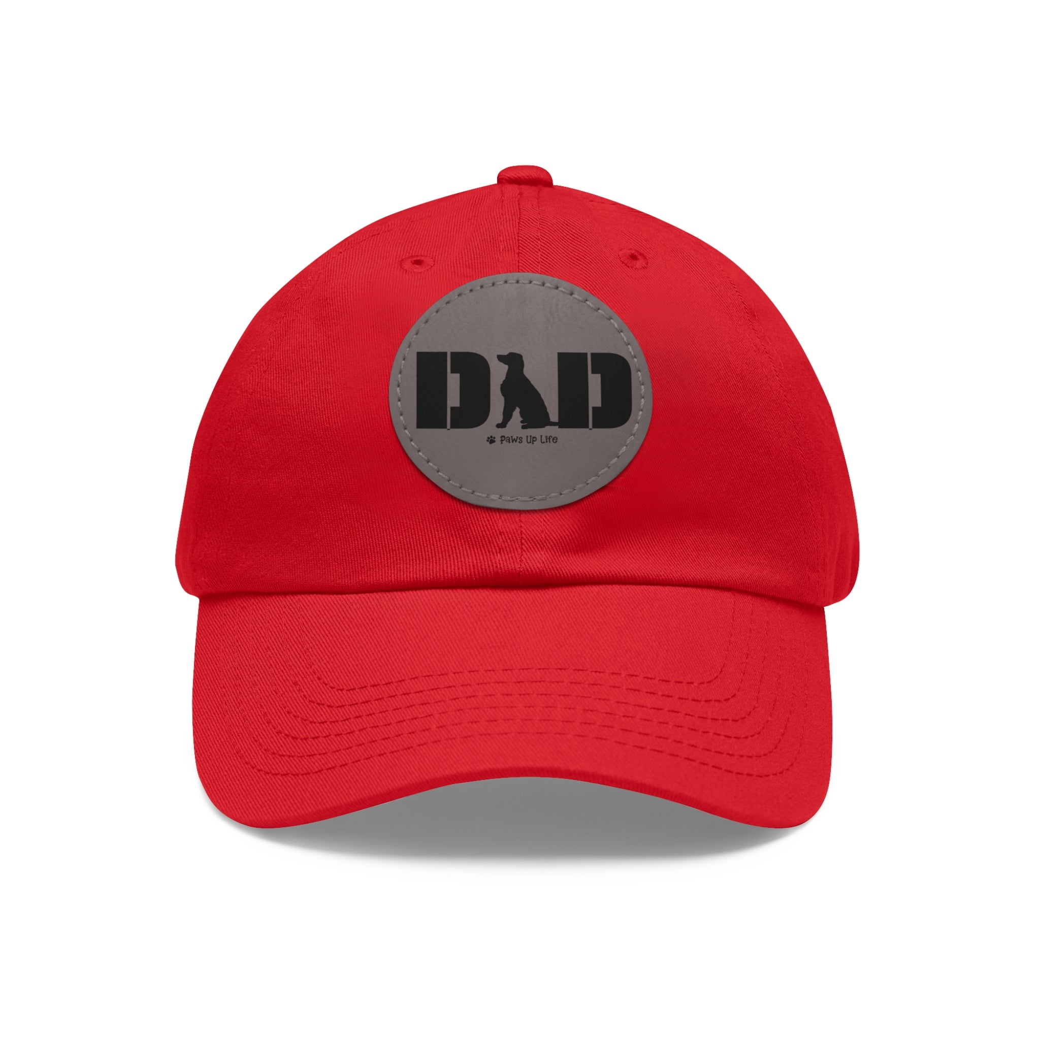 Dog Dad Baseball Hat with Round Leather Patch Adult Adjustable