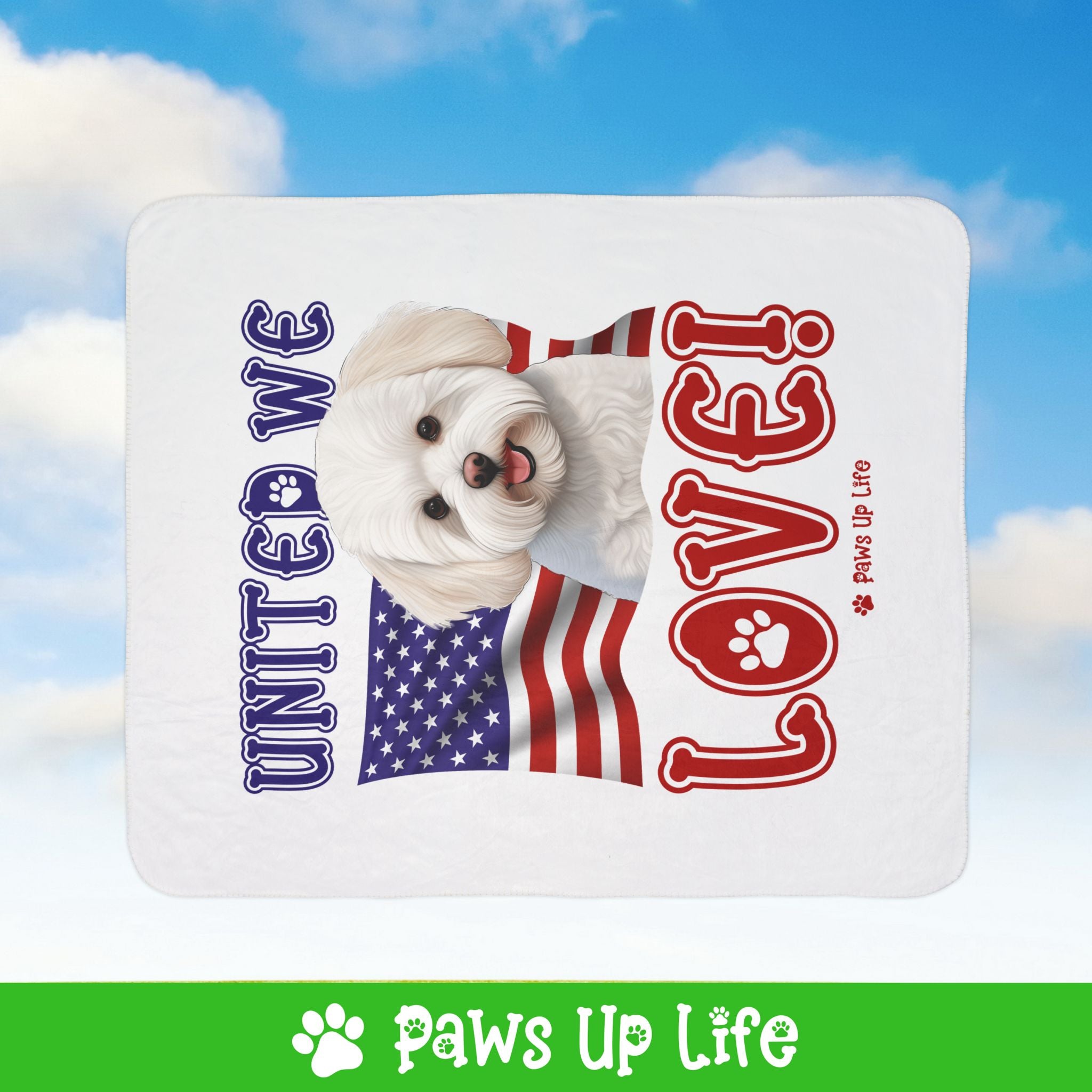 Bichon Frise Dog United We Love Fleece Sherpa Blanket - Perfect for Snuggling and Cozy Napping | Paws Up Life, LLC