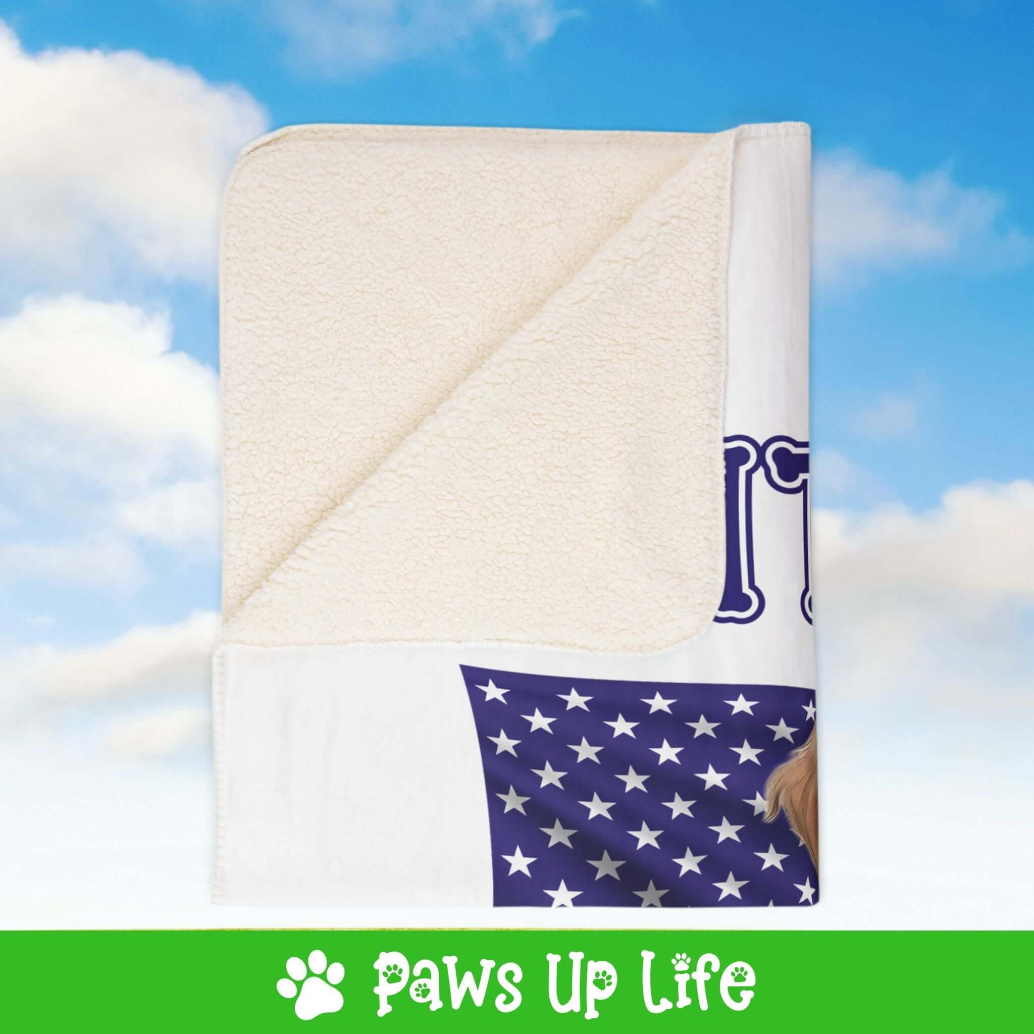 "United We Love" Soft Coated Wheaten Terrier Patriotic Fleece Sherpa Blanket - Perfect for Snuggling and Cozy Napping