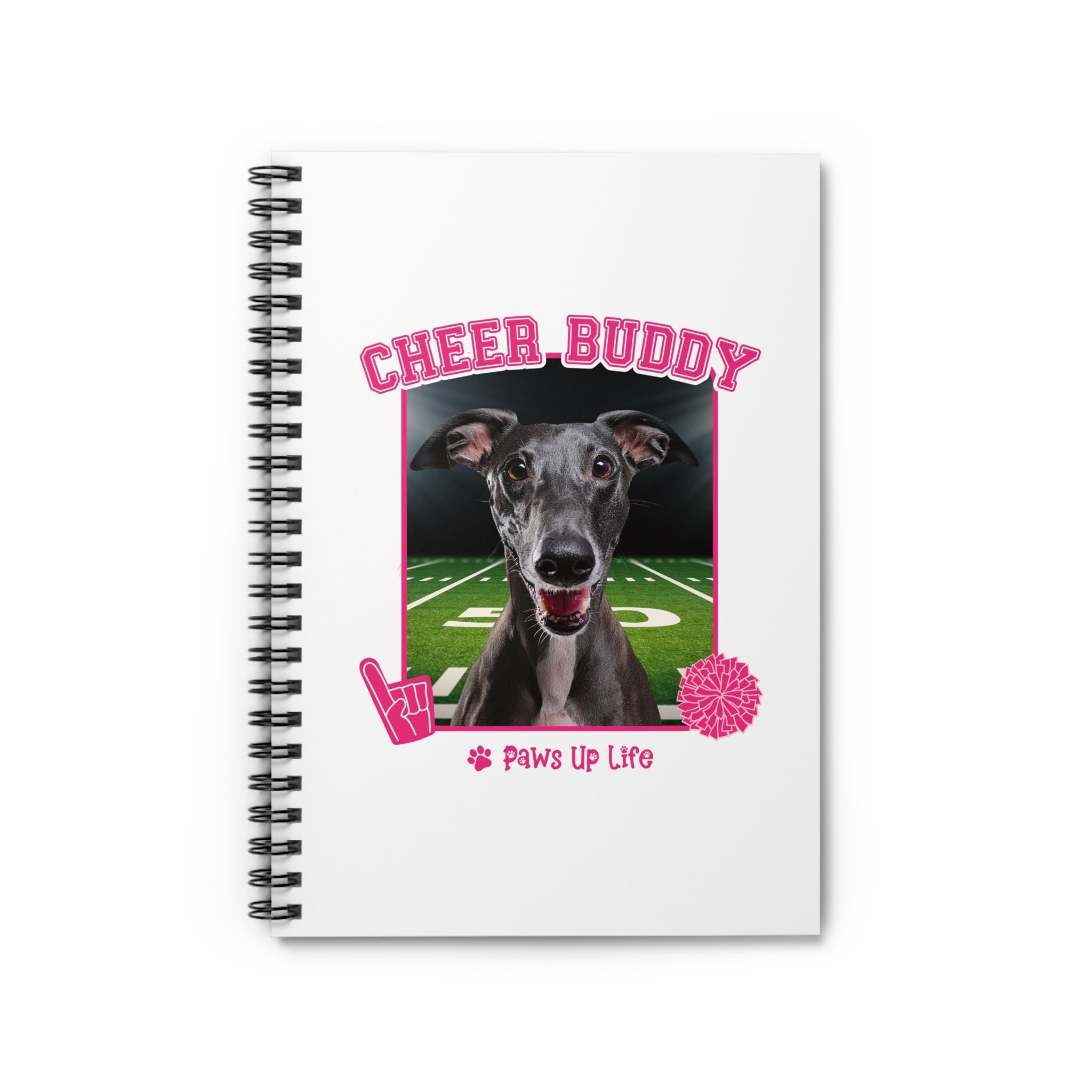 Italian Greyhound Football Cheer Buddy Cheerleading Dog Spiral Notebook for Office and Home - Ruled Line | Paws Up Life, LLC