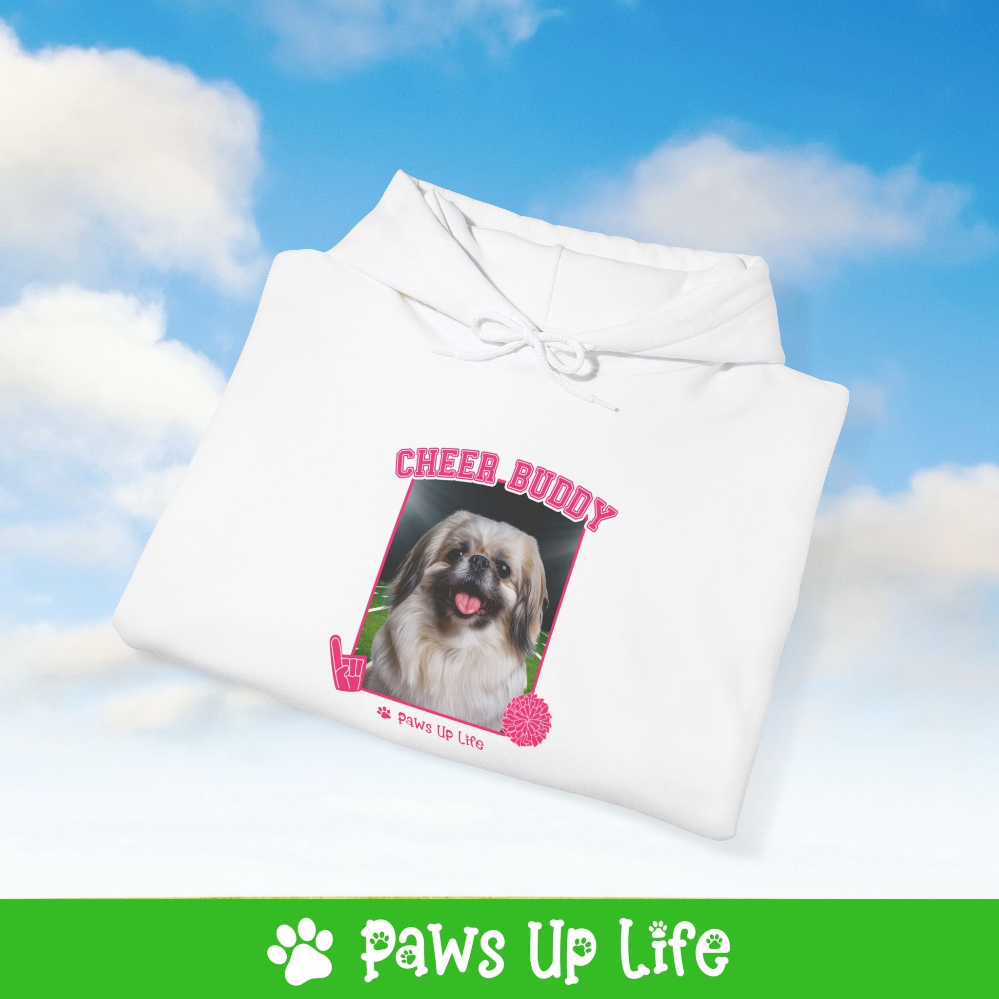 Pekinese Football Cheer Buddy Cheerleading Dog Unisex Hoodie Hooded Sweatshirt Classic Comfy Cotton | Paws Up Life, LLC